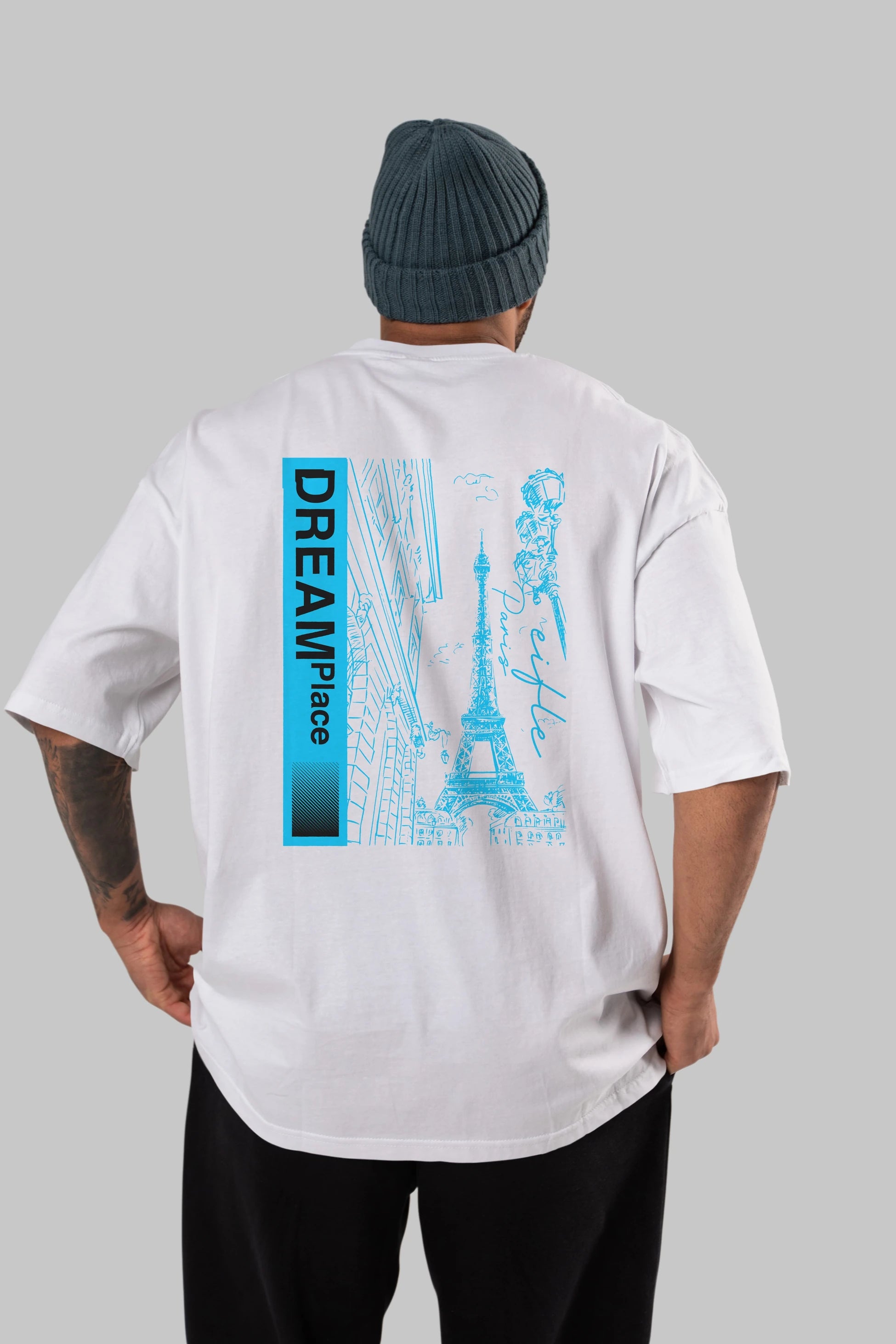 Dream Place Arka Baskılı Oversize t-shirt Erkek Kadın Unisex