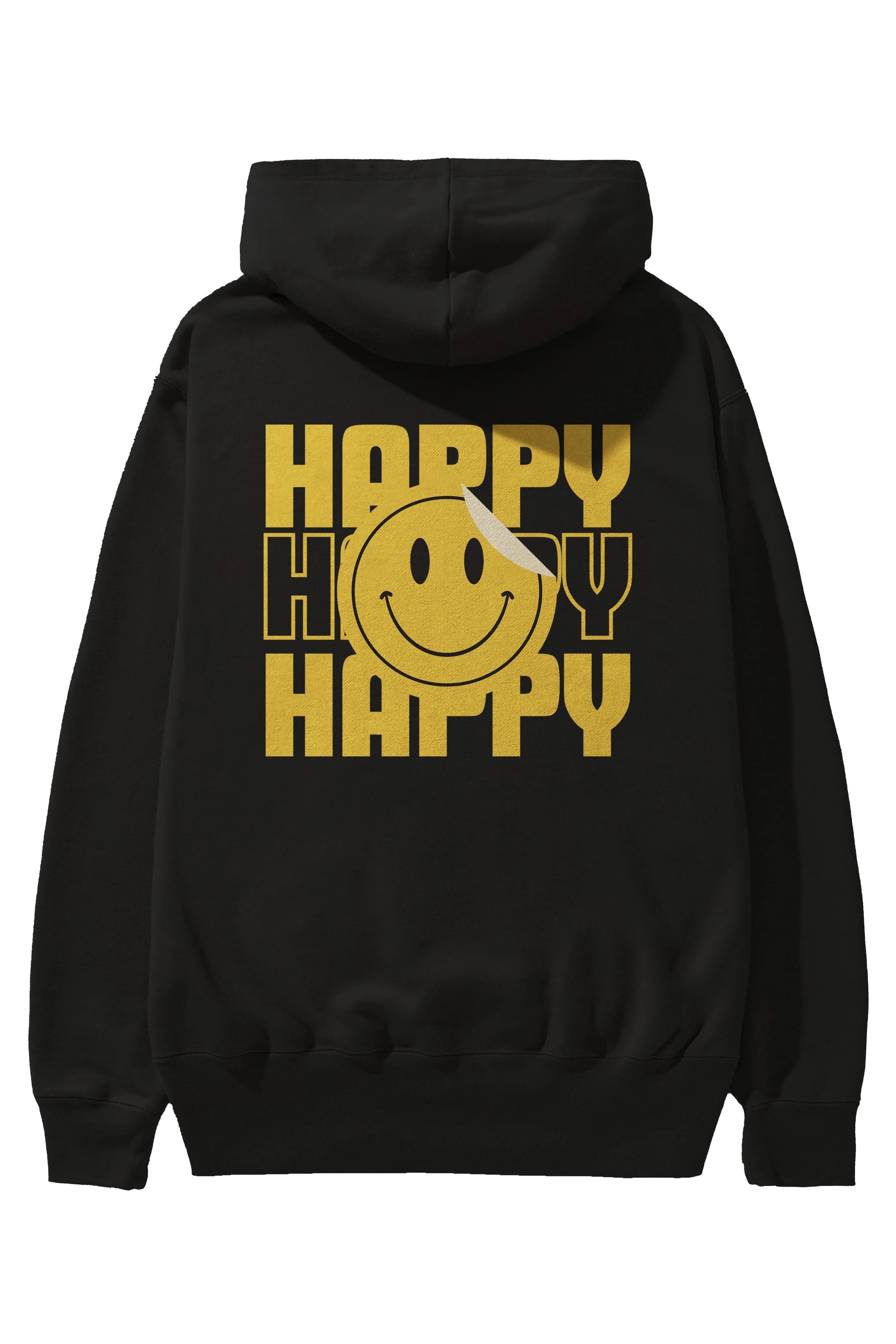 Happy Smile Yazılı Arka Baskılı Oversize Hoodie Kapüşonlu Sweatshirt Erkek Kadın Unisex