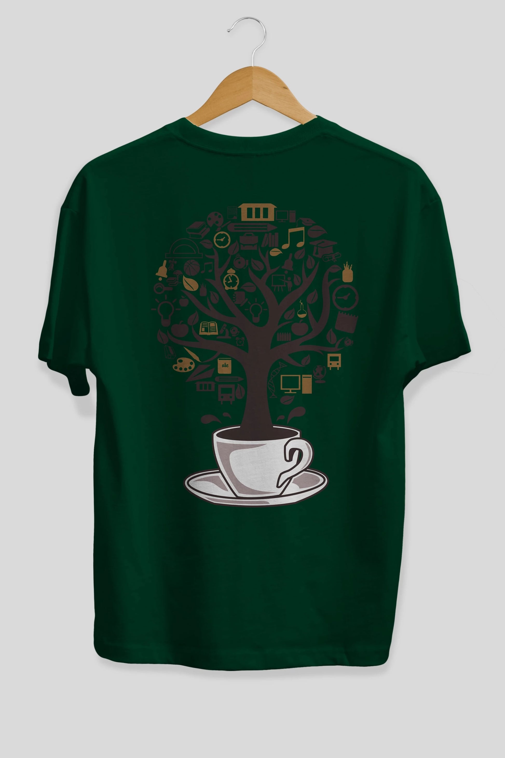 Coffee Tree Arka Baskılı Oversize t-shirt %100 pamuk Erkek Kadın Unisex