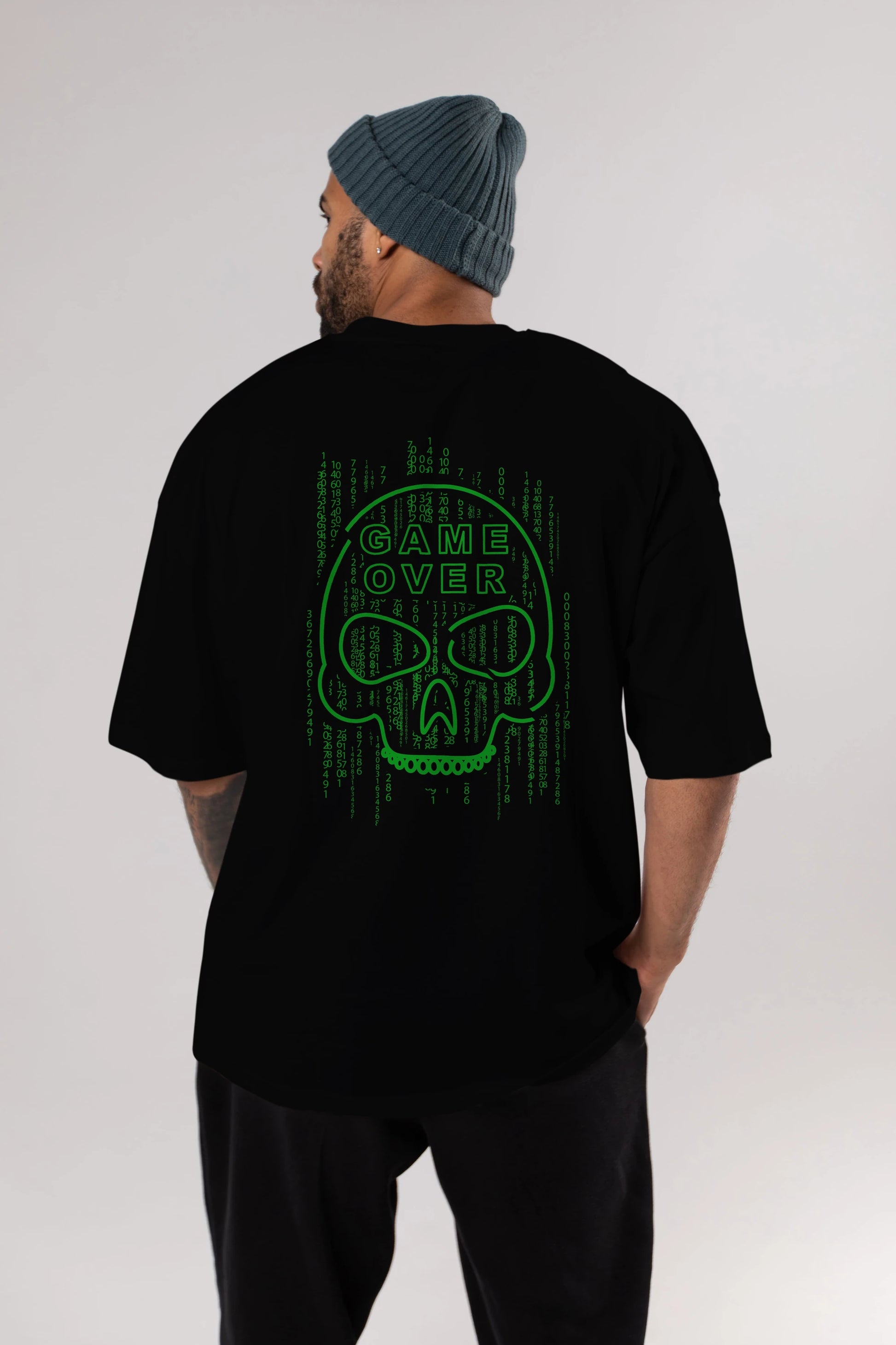 Game Over Arka Baskılı Oversize t-shirt Erkek Kadın Unisex