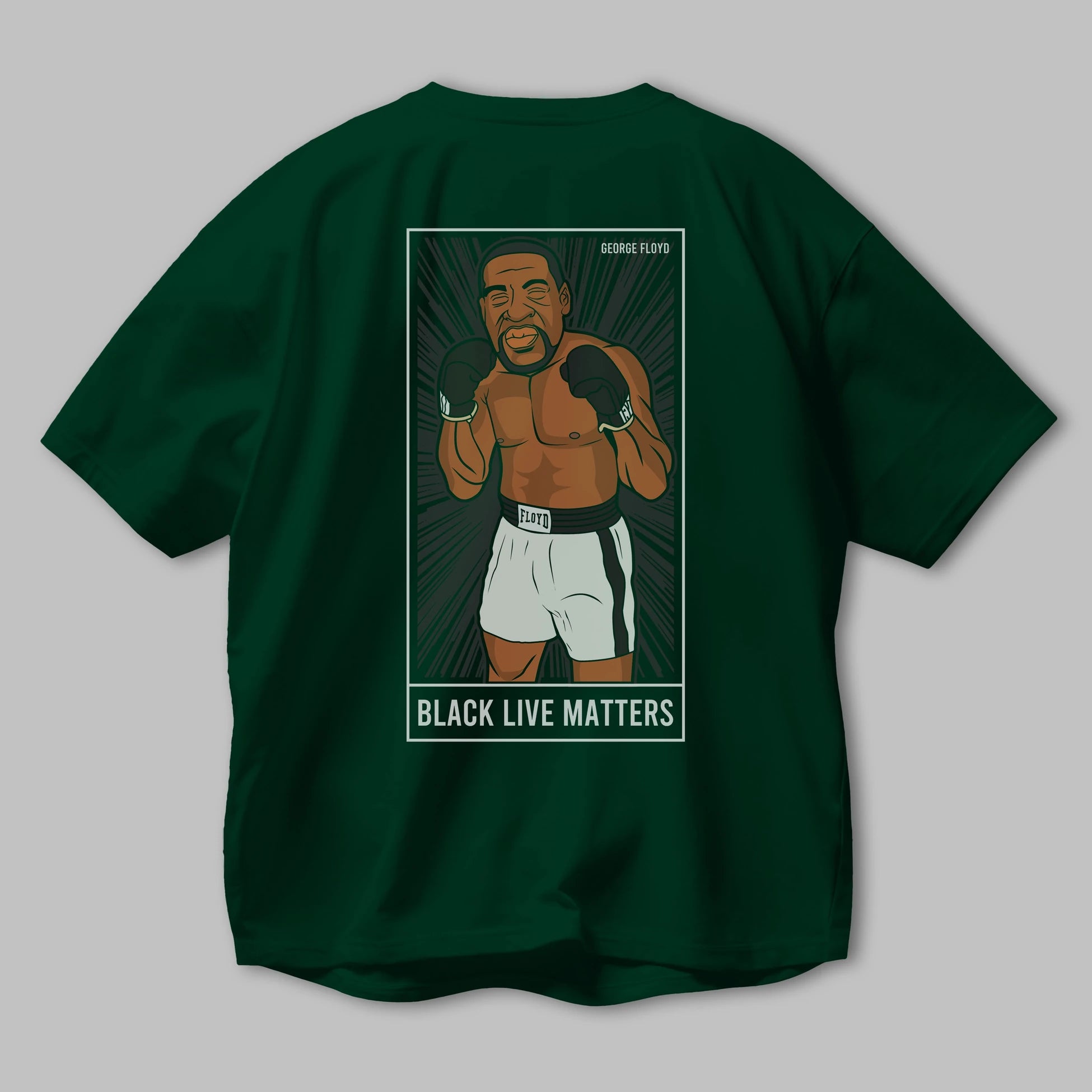 George Floyd Boxer Arka Baskılı Oversize t-shirt Erkek Kadın Unisex %100 Pamuk tişort
