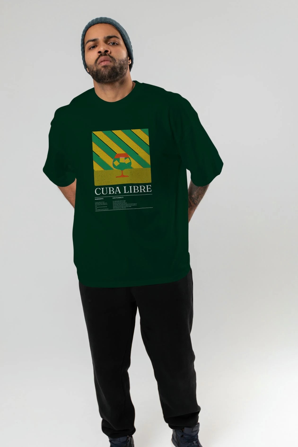 Cuba Libre Kokteyl Ön Baskılı Oversize t-shirt Erkek Kadın %100 Pamuk Bisiklet Yaka tişort