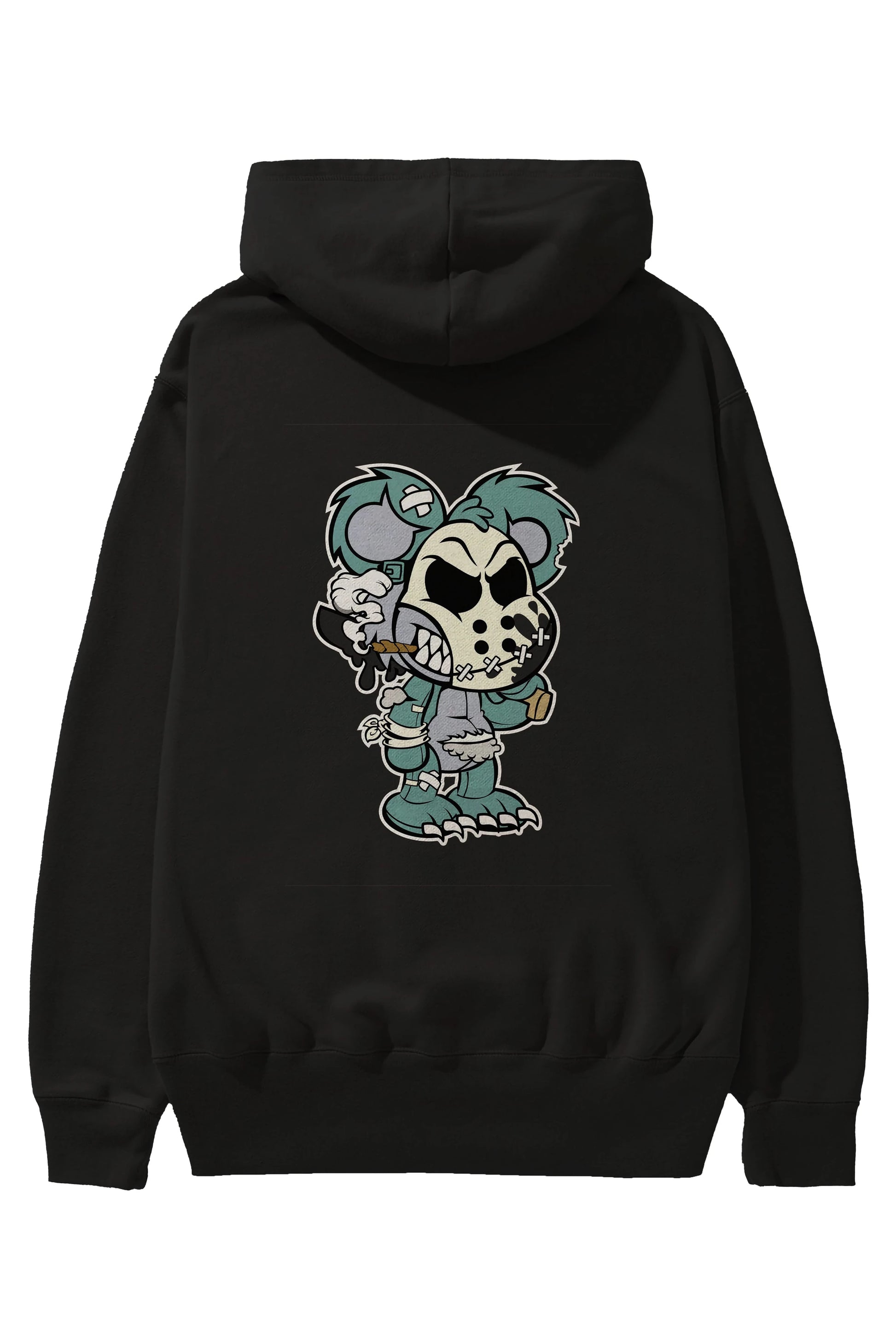 Evil Teddy Bear Arka Baskılı Hoodie Oversize Kapüşonlu Sweatshirt Erkek Kadın Unisex