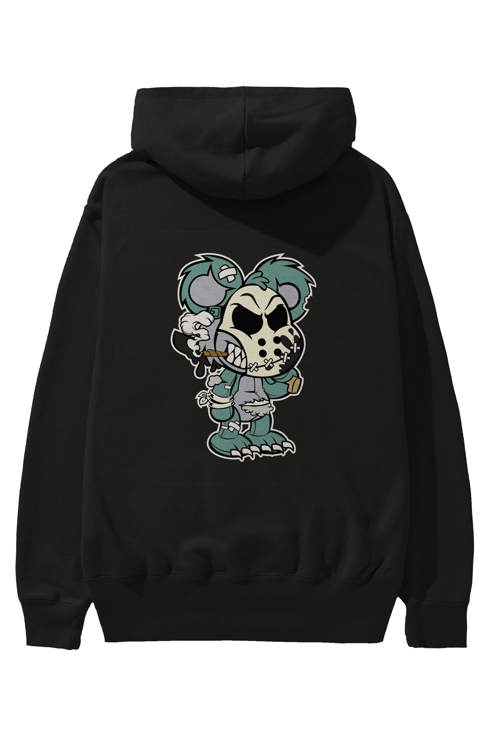 Evil Teddy Bear Arka Baskılı Hoodie Oversize Kapüşonlu Sweatshirt Erkek Kadın Unisex