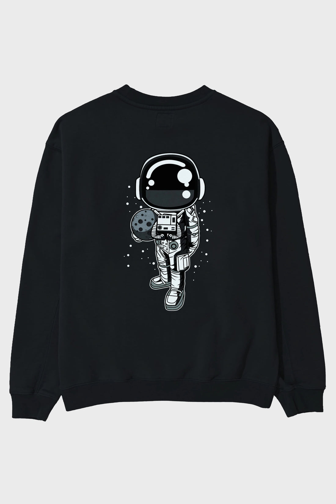 Astronaut Holding The Moon Arka Baskılı Oversize Sweatshirt Erkek Kadın Unisex