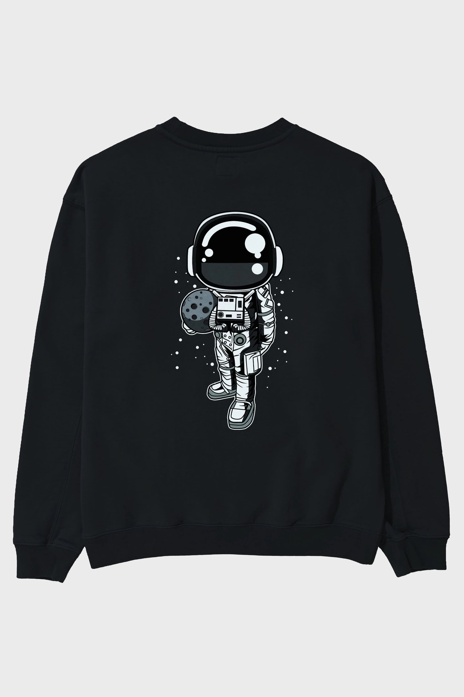 Astronaut Holding The Moon Arka Baskılı Oversize Sweatshirt Erkek Kadın Unisex