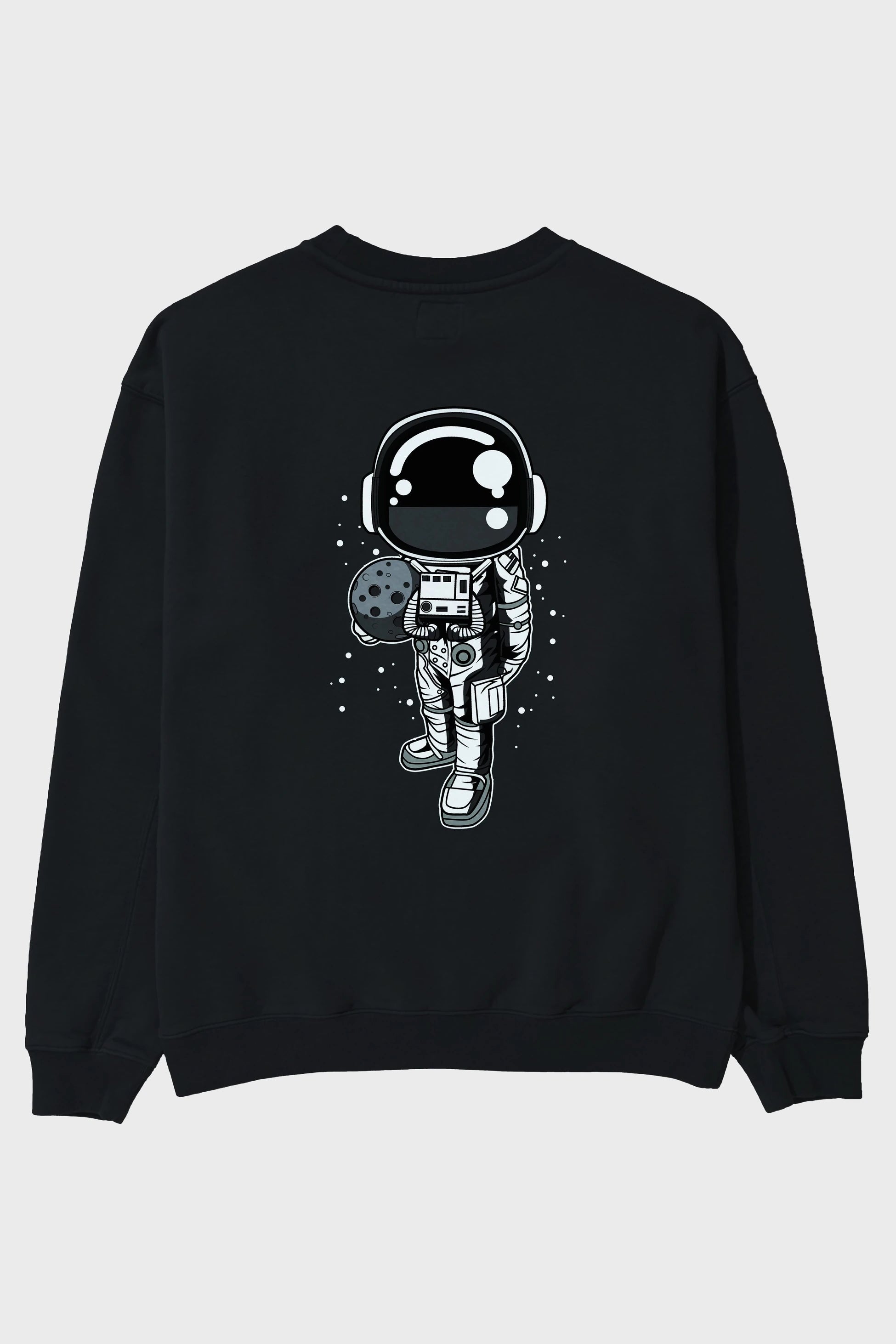 Astronaut Holding The Moon Arka Baskılı Oversize Sweatshirt Erkek Kadın Unisex