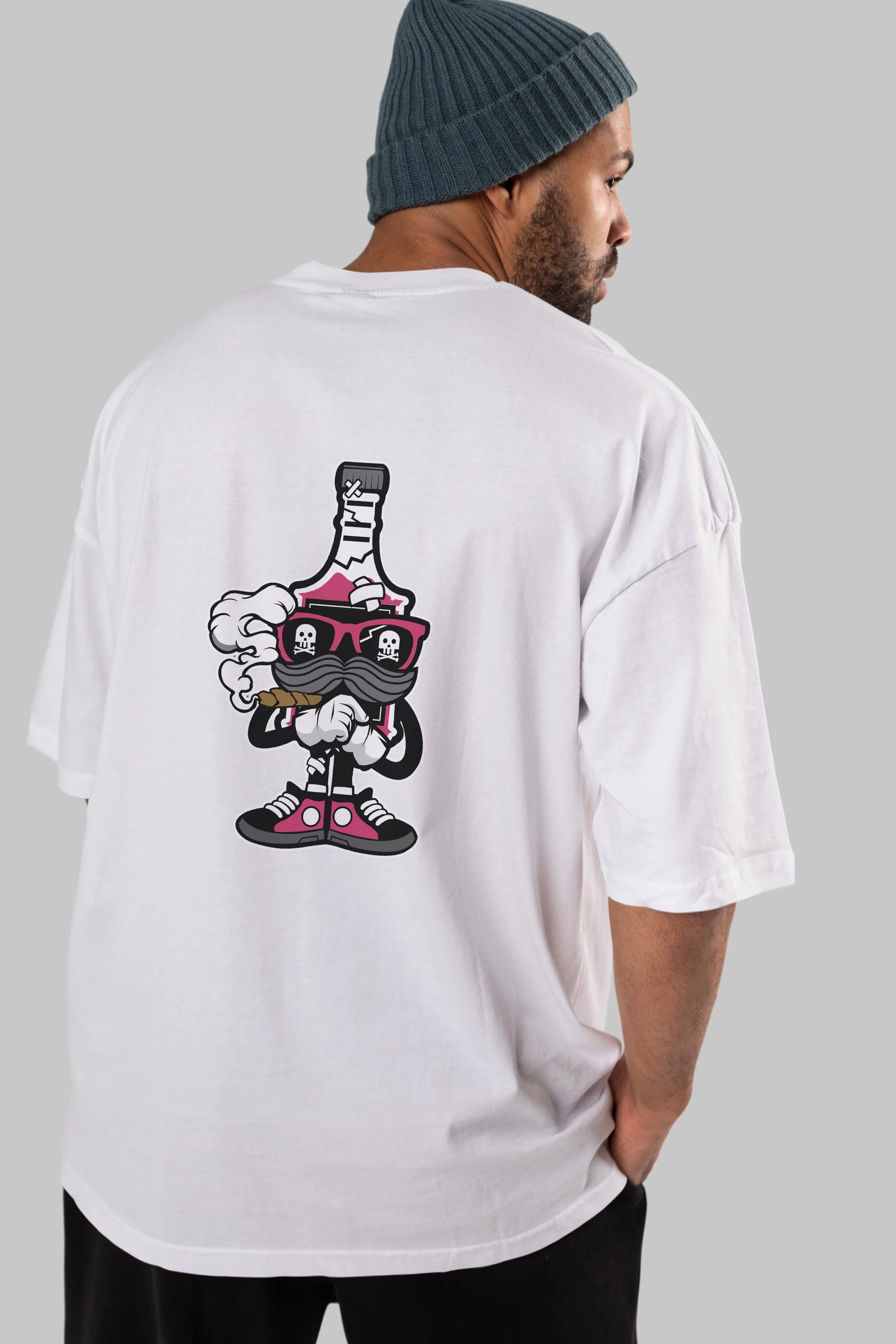 Vodka Bottle Arka Baskılı Oversize t-shirt Erkek Kadın Unisex %100 Pamuk tişort