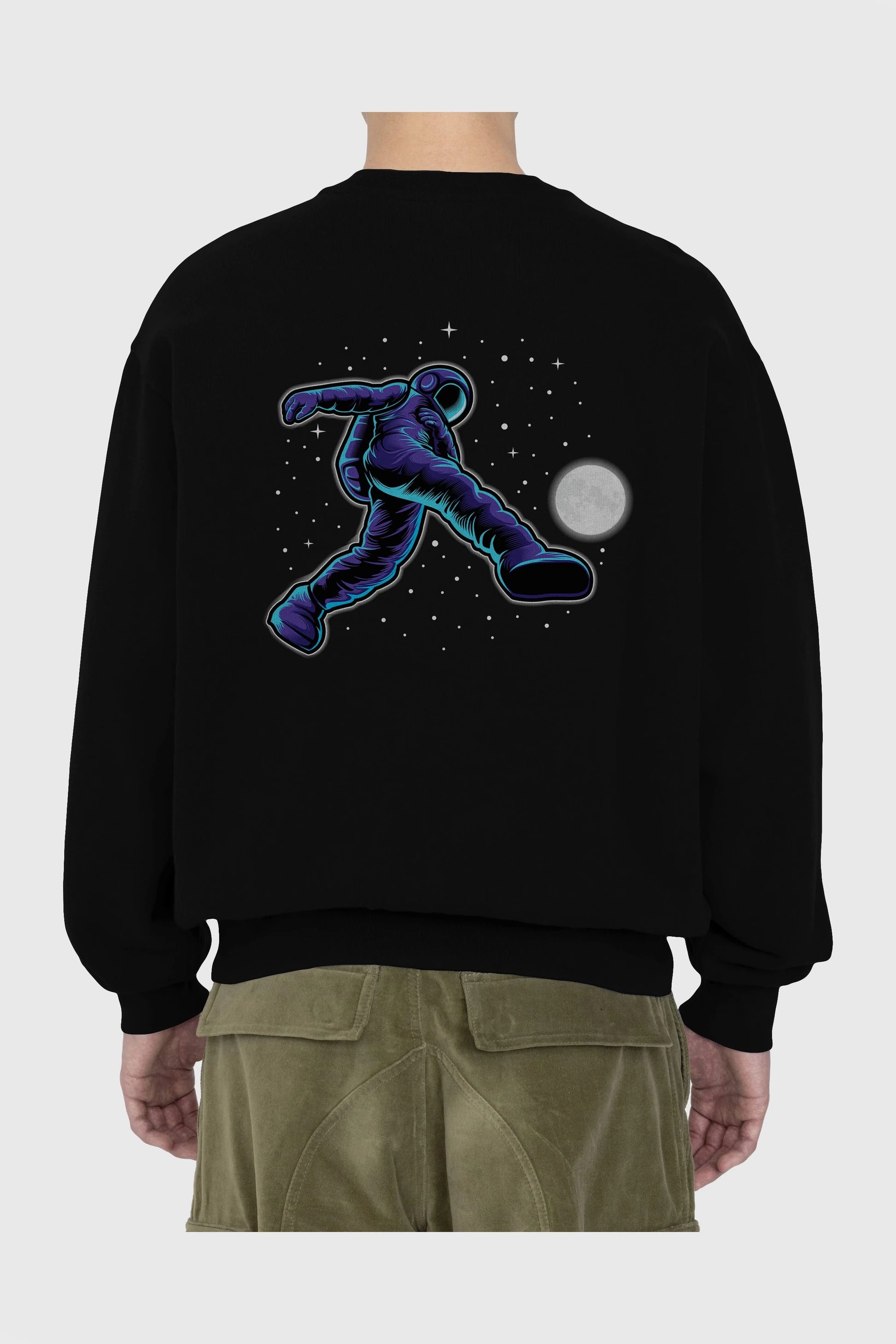 Astroball in Space Arka Baskılı Oversize Sweatshirt Erkek Kadın Unisex