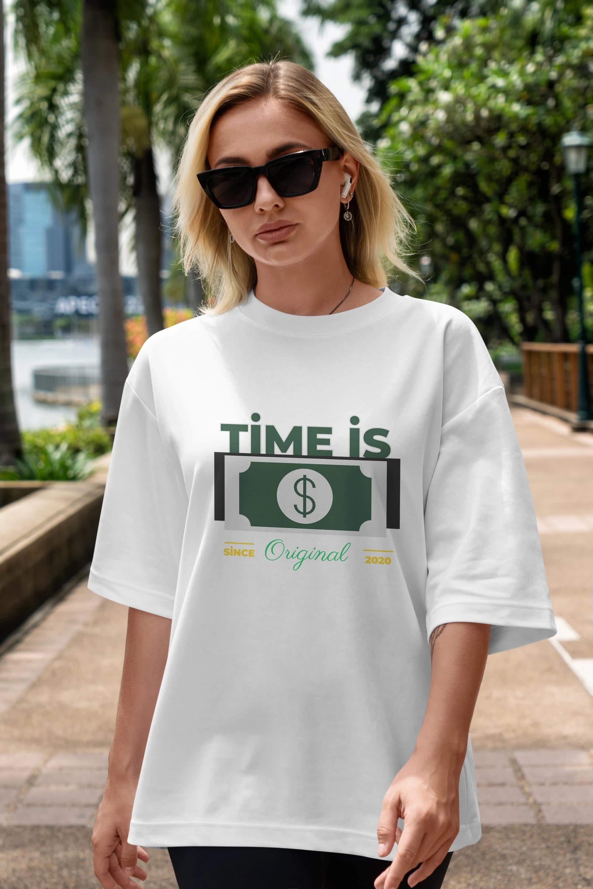 Time is Original Ön Baskılı Oversize t-shirt Erkek Kadın Unisex