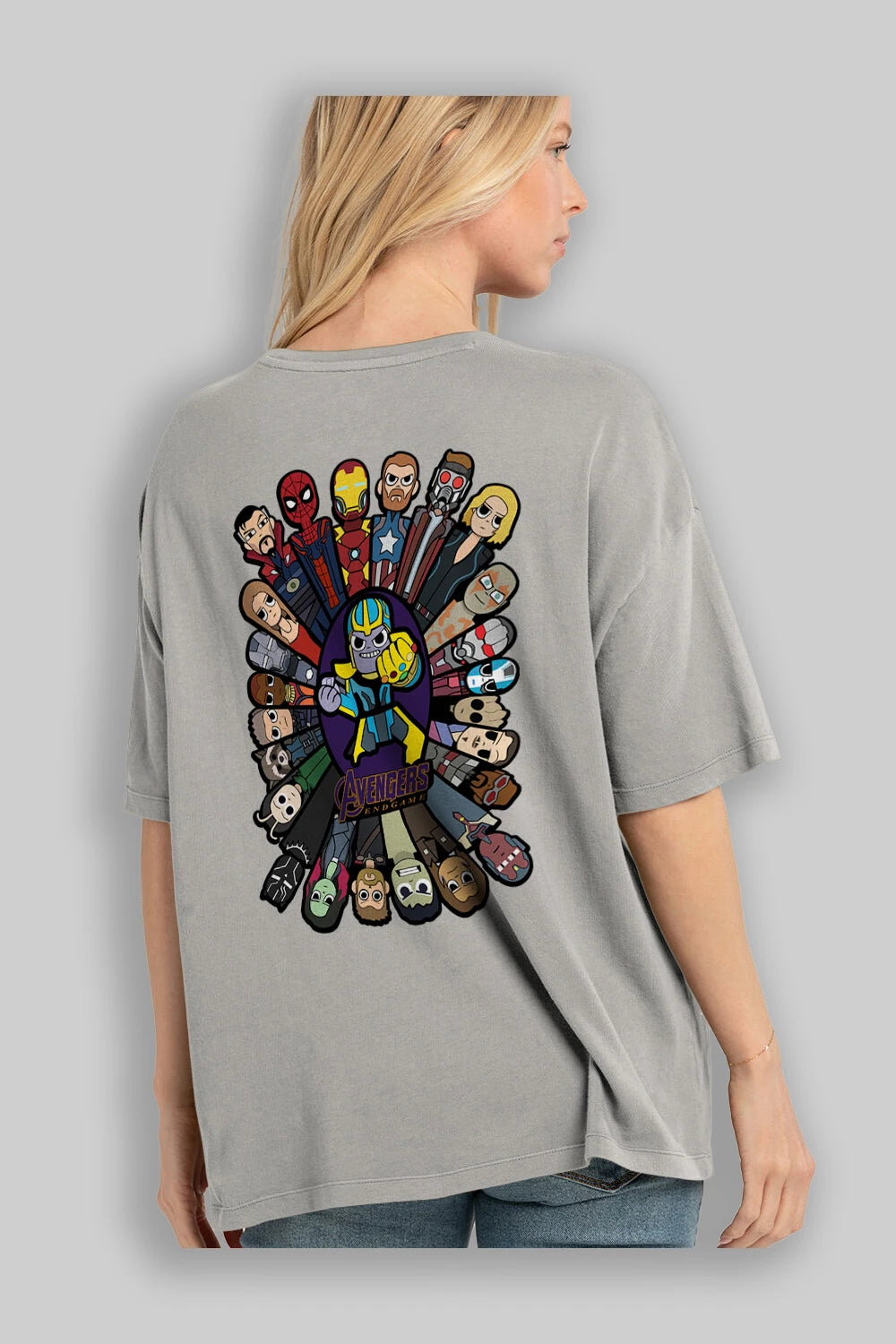 The Avengers (2) Arka Baskılı Oversize t-shirt Erkek Kadın Unisex %100 Pamuk Bisiklet Yaka tişort