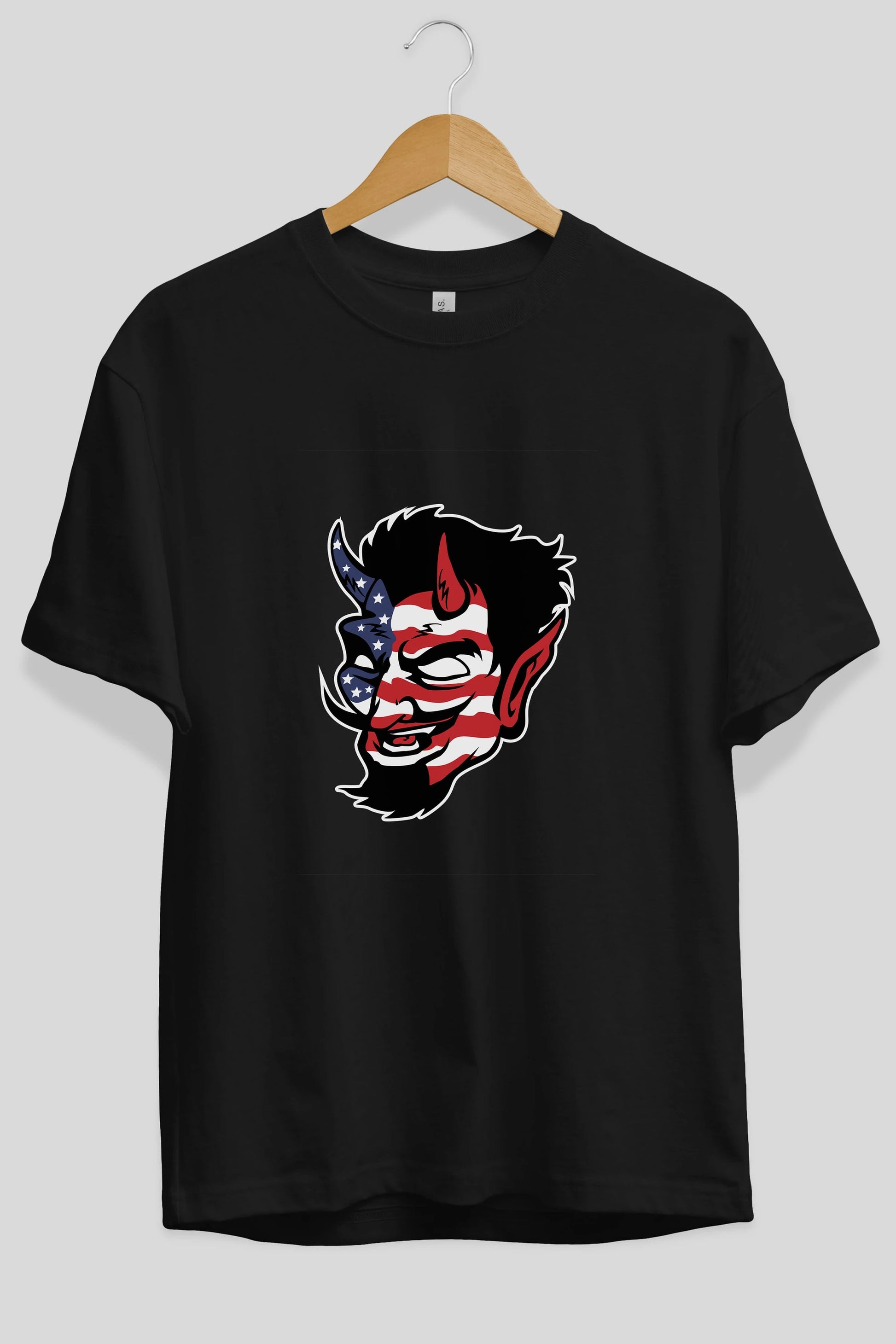 American Devil Ön Baskılı Oversize t-shirt Erkek Kadın Unisex %100 Pamuk tişort