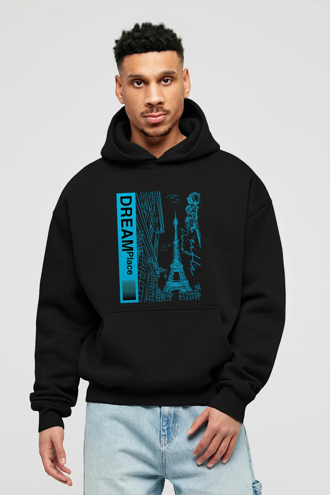 Dream Place Ön Baskılı Hoodie Oversize Kapüşonlu Sweatshirt Erkek Kadın Unisex