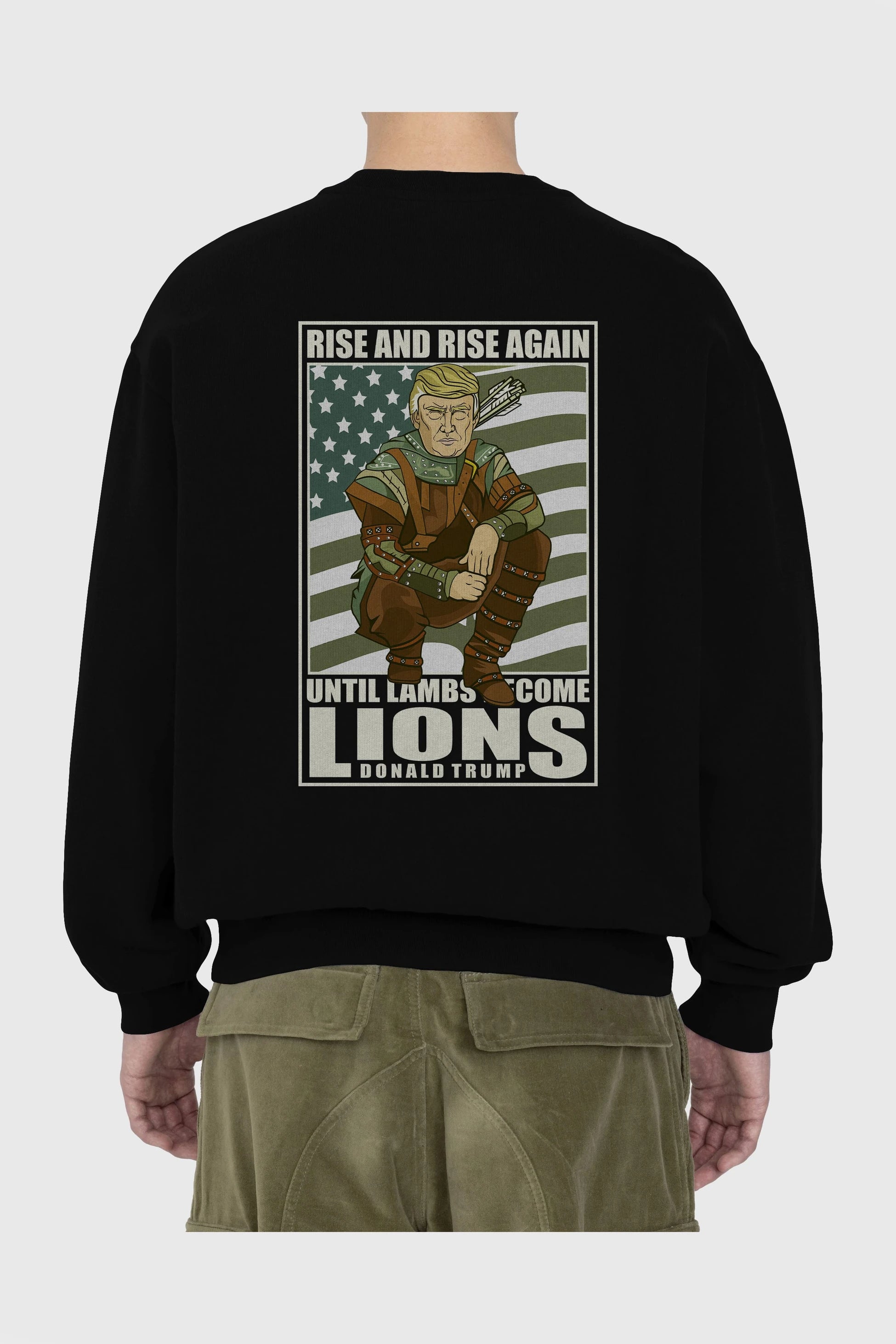 Robin Hood Trump Arka Baskılı Oversize Sweatshirt Erkek Kadın Unisex