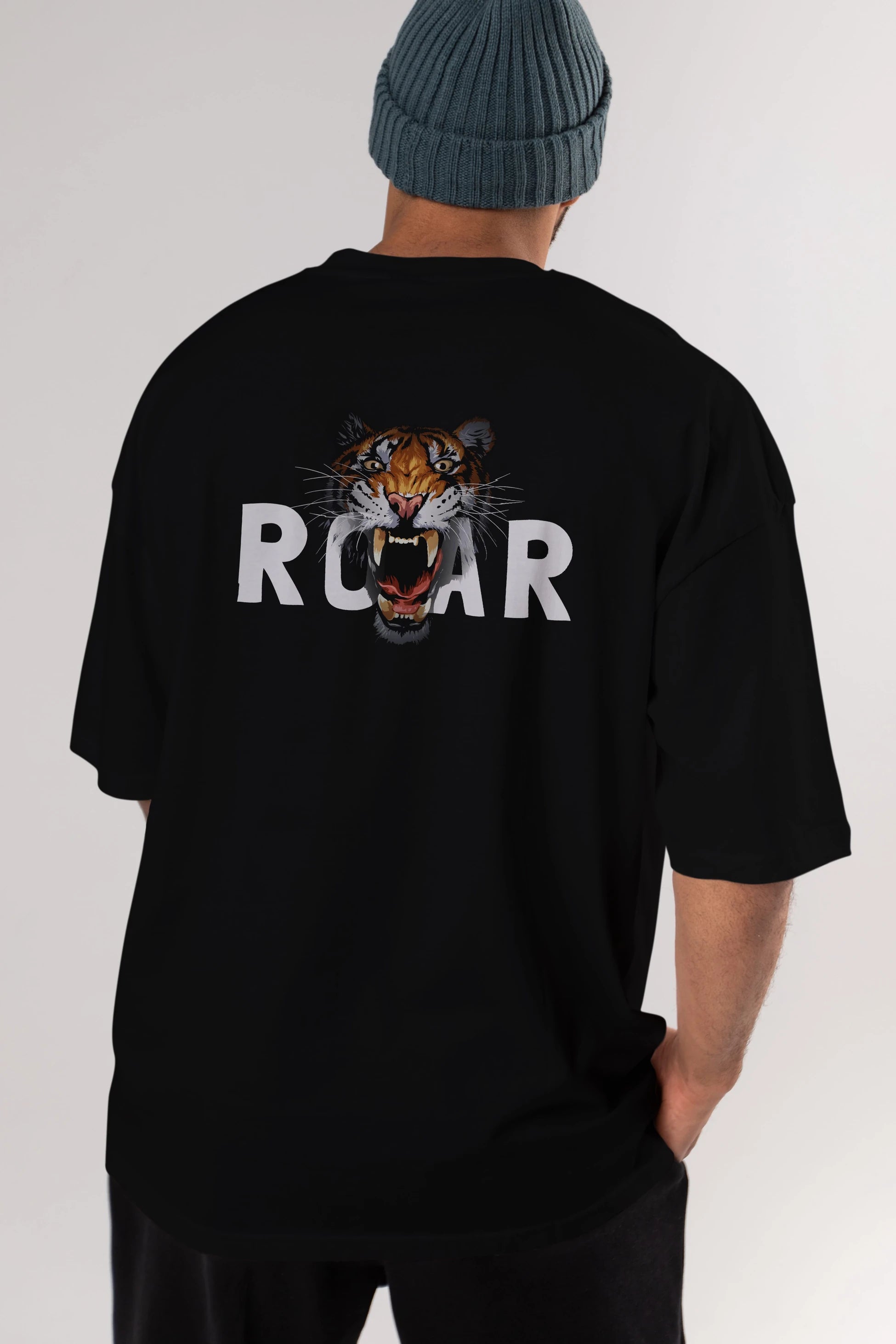 Teddy Bear Roar Arka Baskılı Oversize t-shirt Erkek Kadın Unisex %100 Pamuk