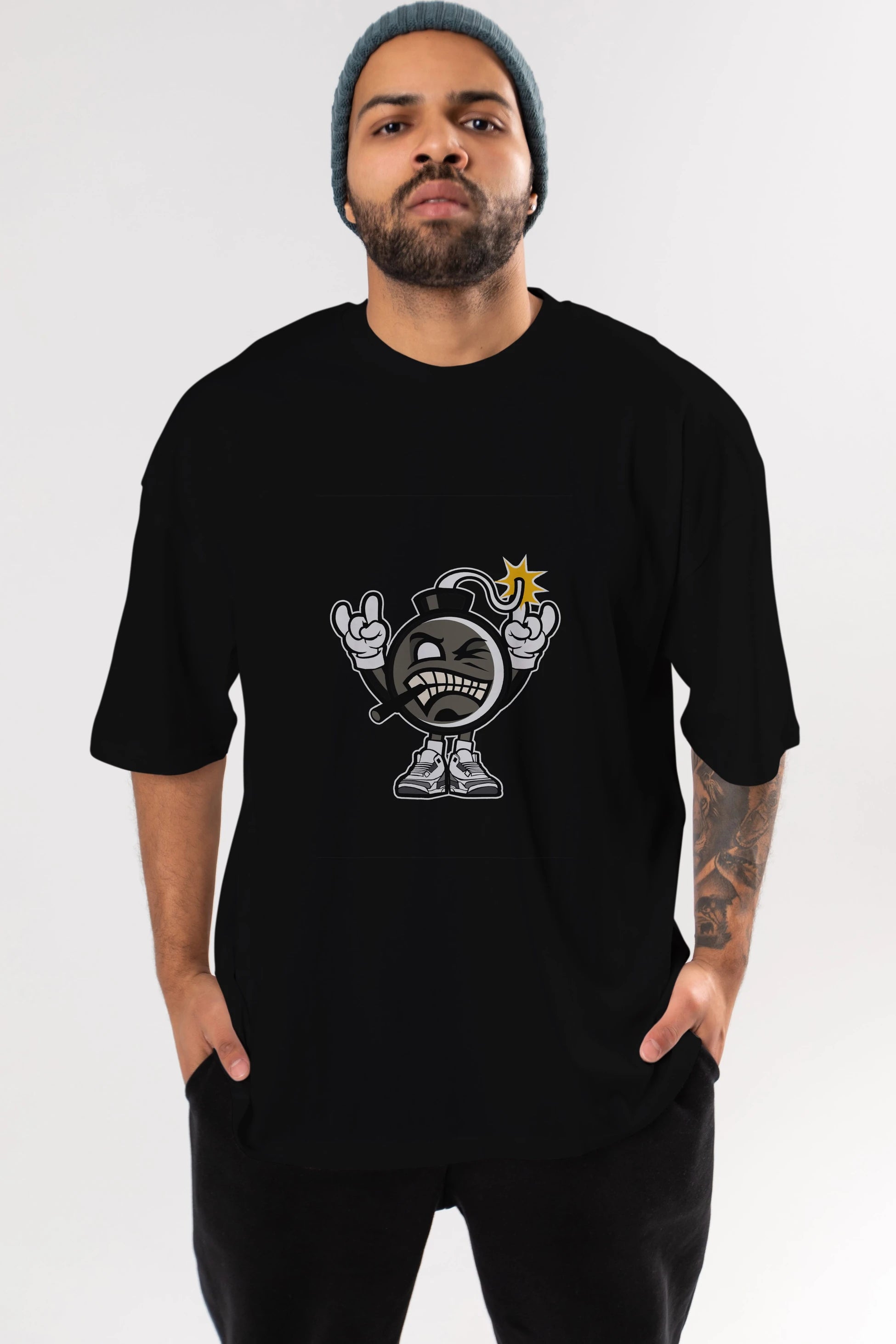 Evil Bomb Ön Baskılı Oversize t-shirt Erkek Kadın Unisex %100 Pamuk tişort