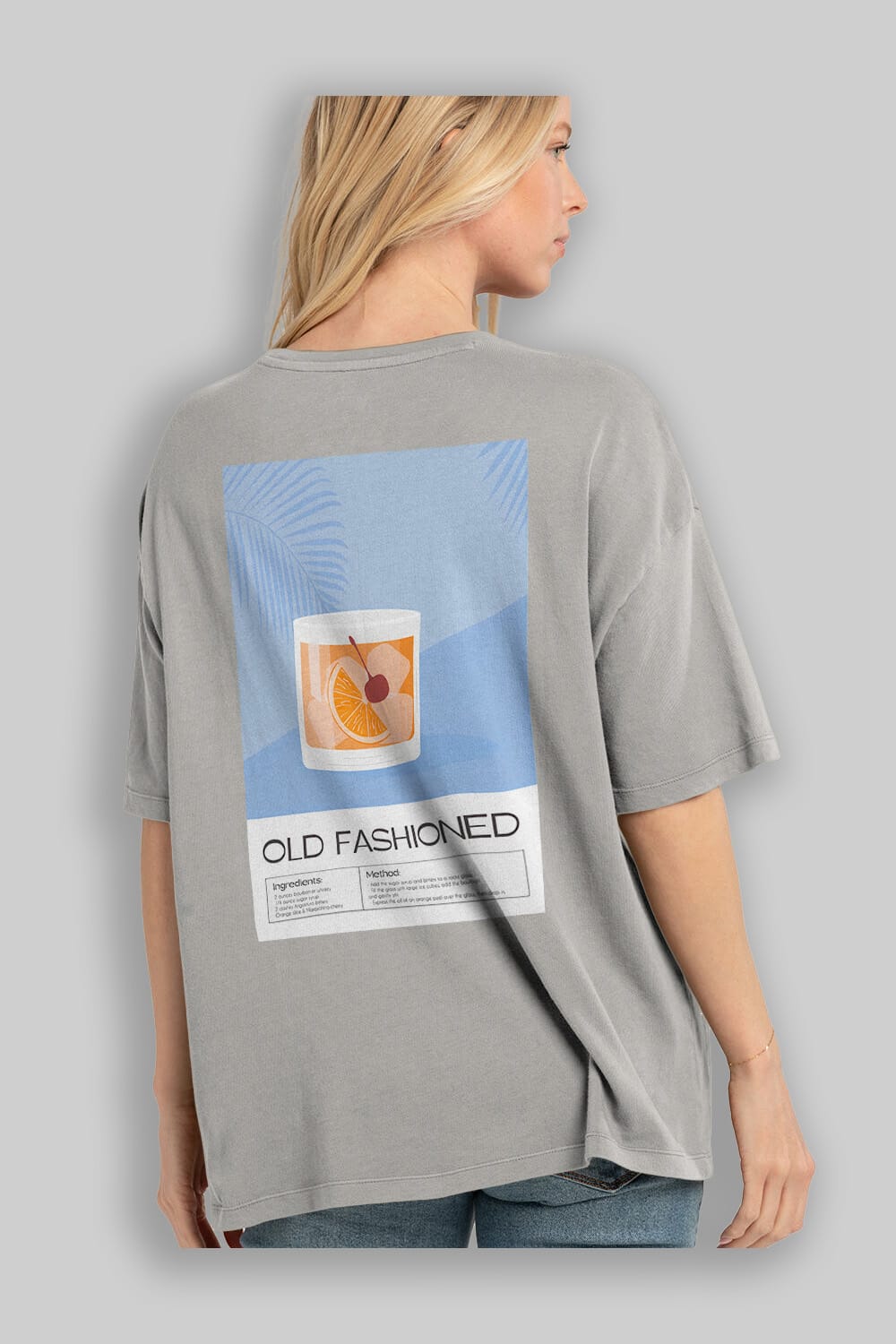 Old Fashioned 3 Arka Baskılı Oversize t-shirt Erkek Kadın Unisex %100 Pamuk Bisiklet Yaka tişort