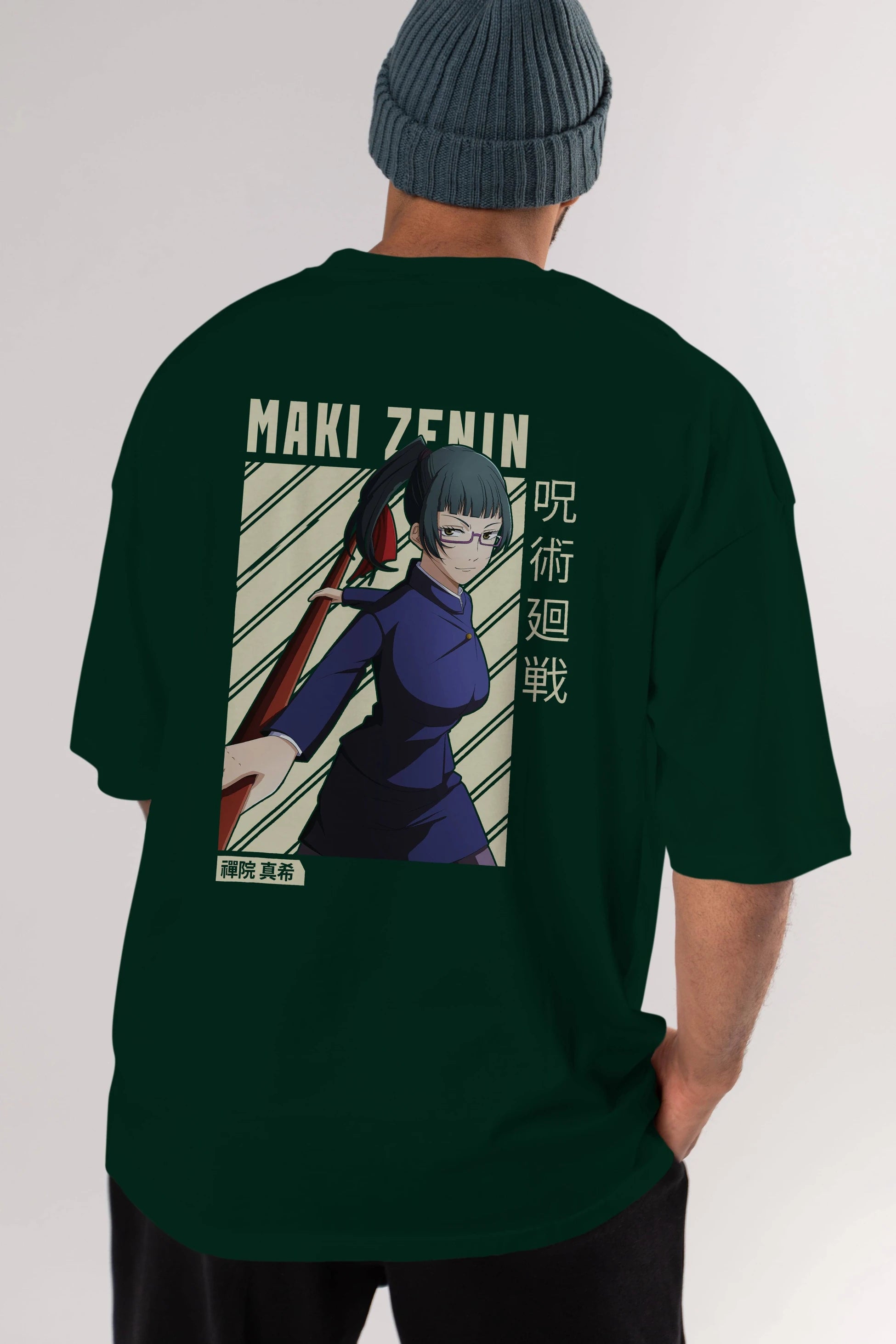 Maki Zenin CHAİNSAWMAN Anime Arka Baskılı Oversize t-shirt Erkek Kadın Unisex
