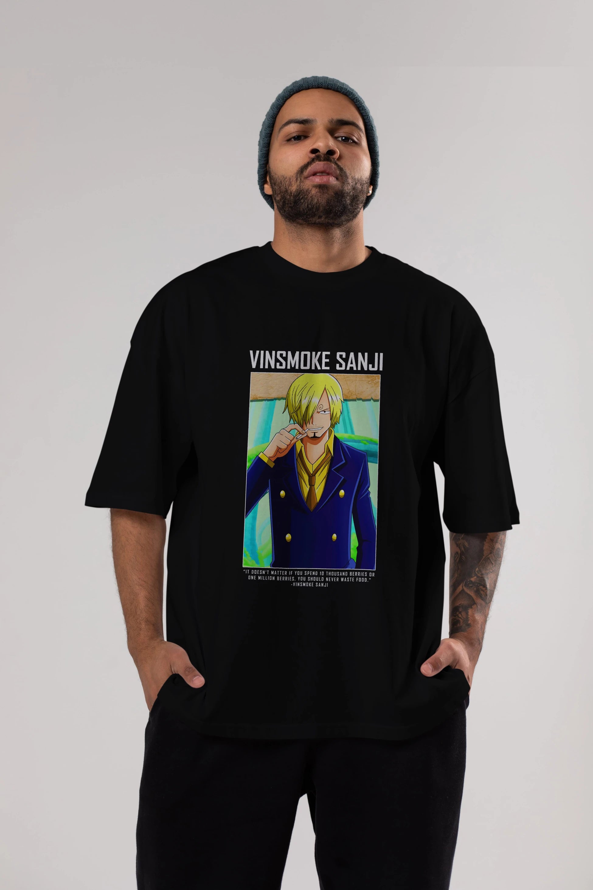 Sanji 2 Anime Ön Baskılı Oversize t-shirt Erkek Kadın Unisex