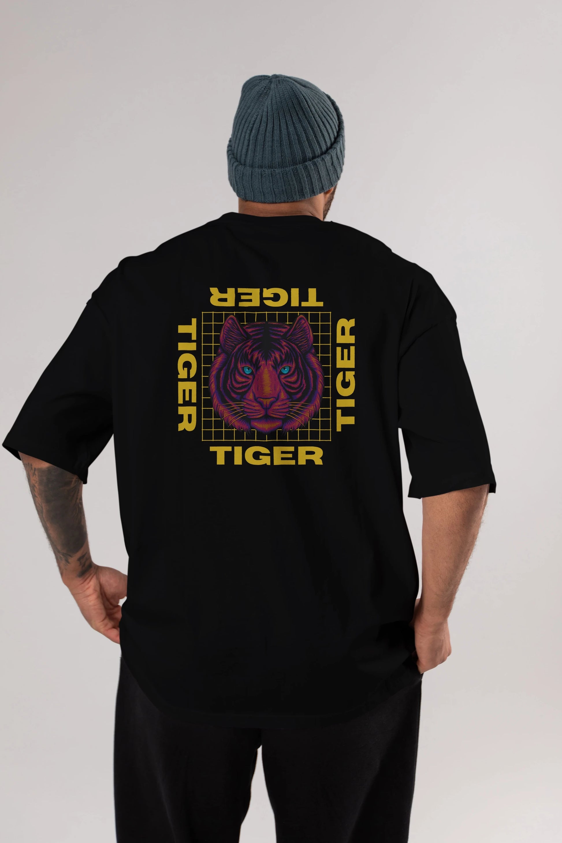Tiger Yazılı Streetwear Arka Baskılı Oversize t-shirt Erkek Kadın Unisex