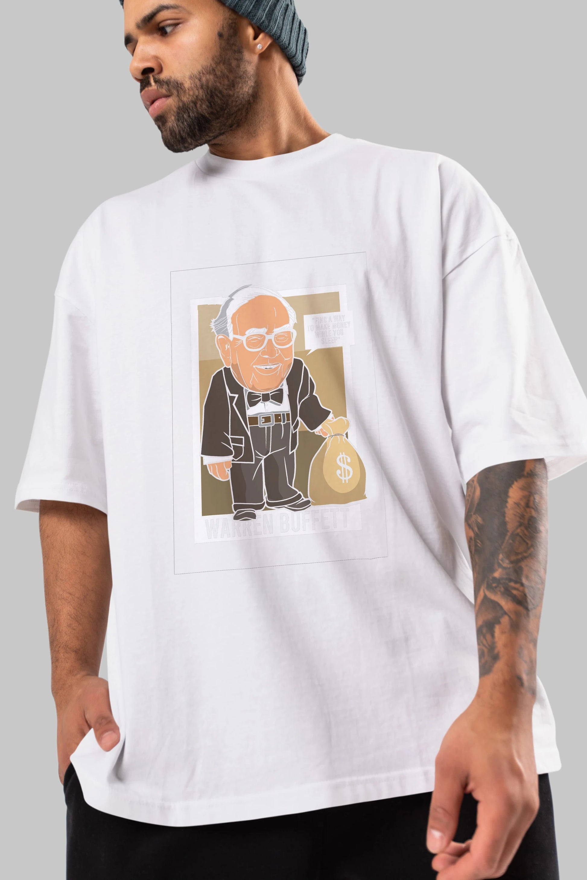Warren Buffet Up Carl Ön Baskılı Oversize t-shirt Erkek Kadın Unisex %100 Pamuk tişort