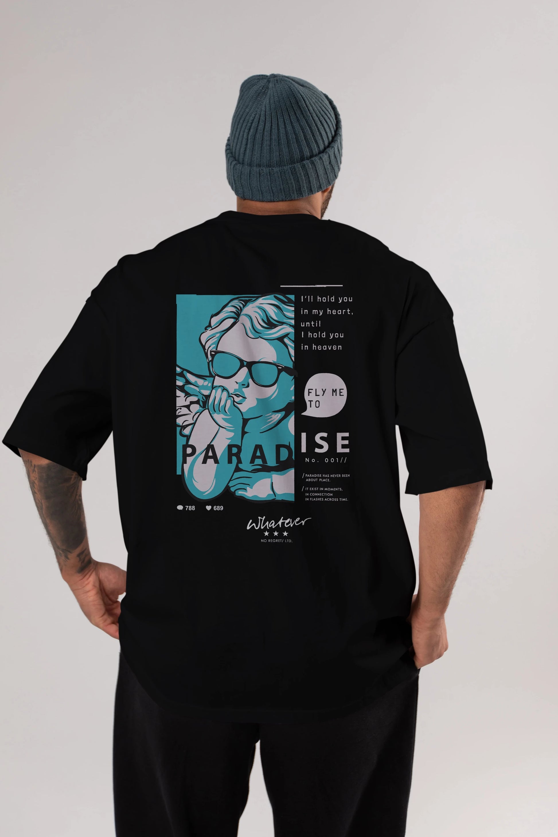 Paradise Fly to Me Arka Baskılı Oversize t-shirt Erkek Kadın Unisex