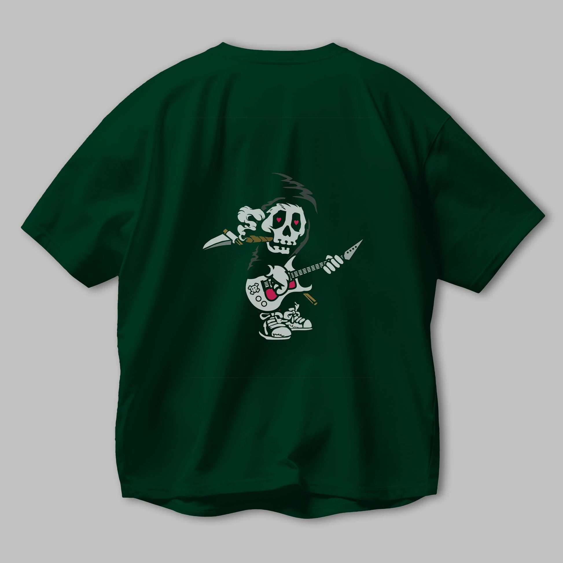 Grim Rockstar Arka Baskılı Oversize t-shirt Erkek Kadın Unisex %100 Pamuk tişort