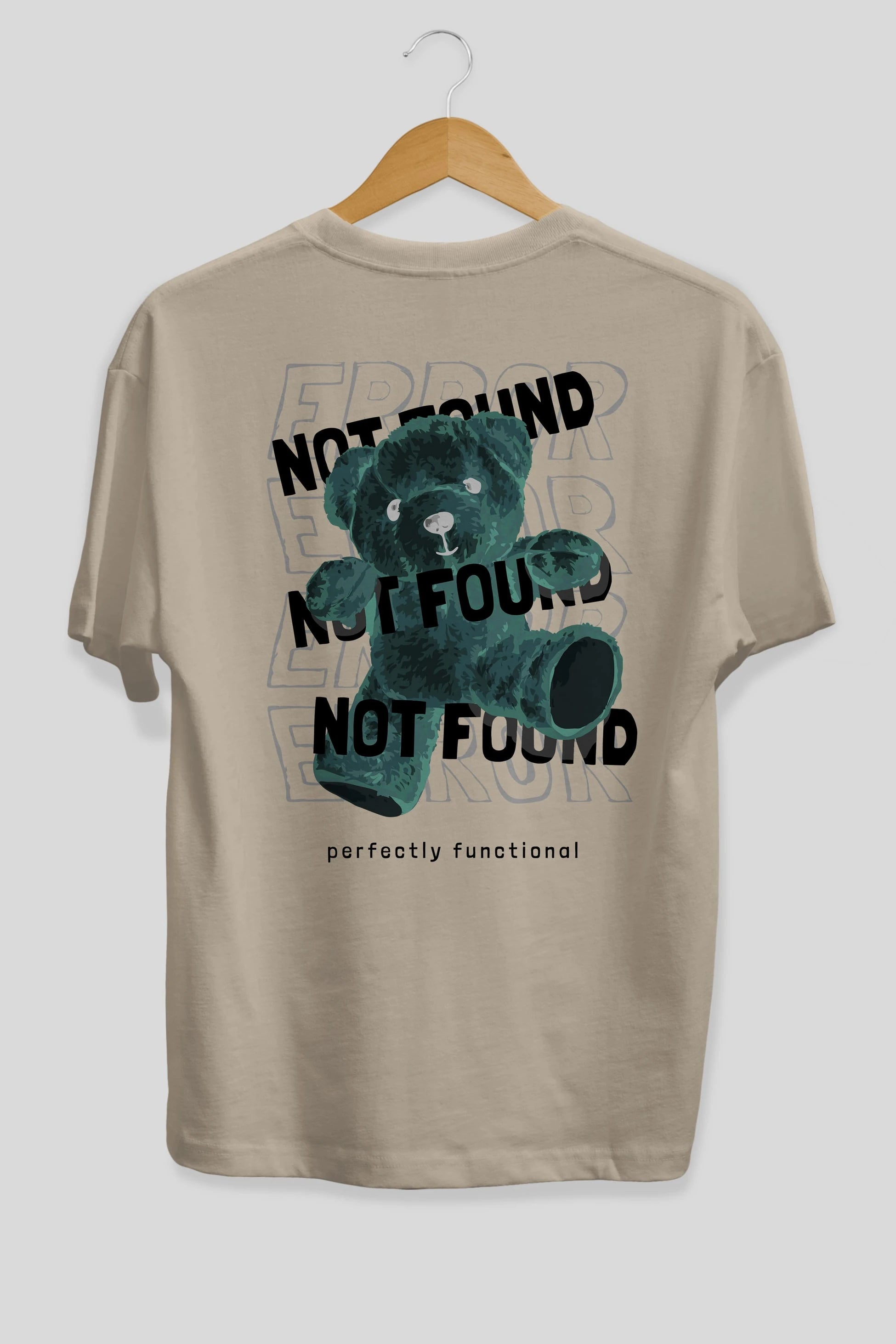Error Not Found Bear Arka Baskılı Oversize t-shirt Erkek Kadın Unisex