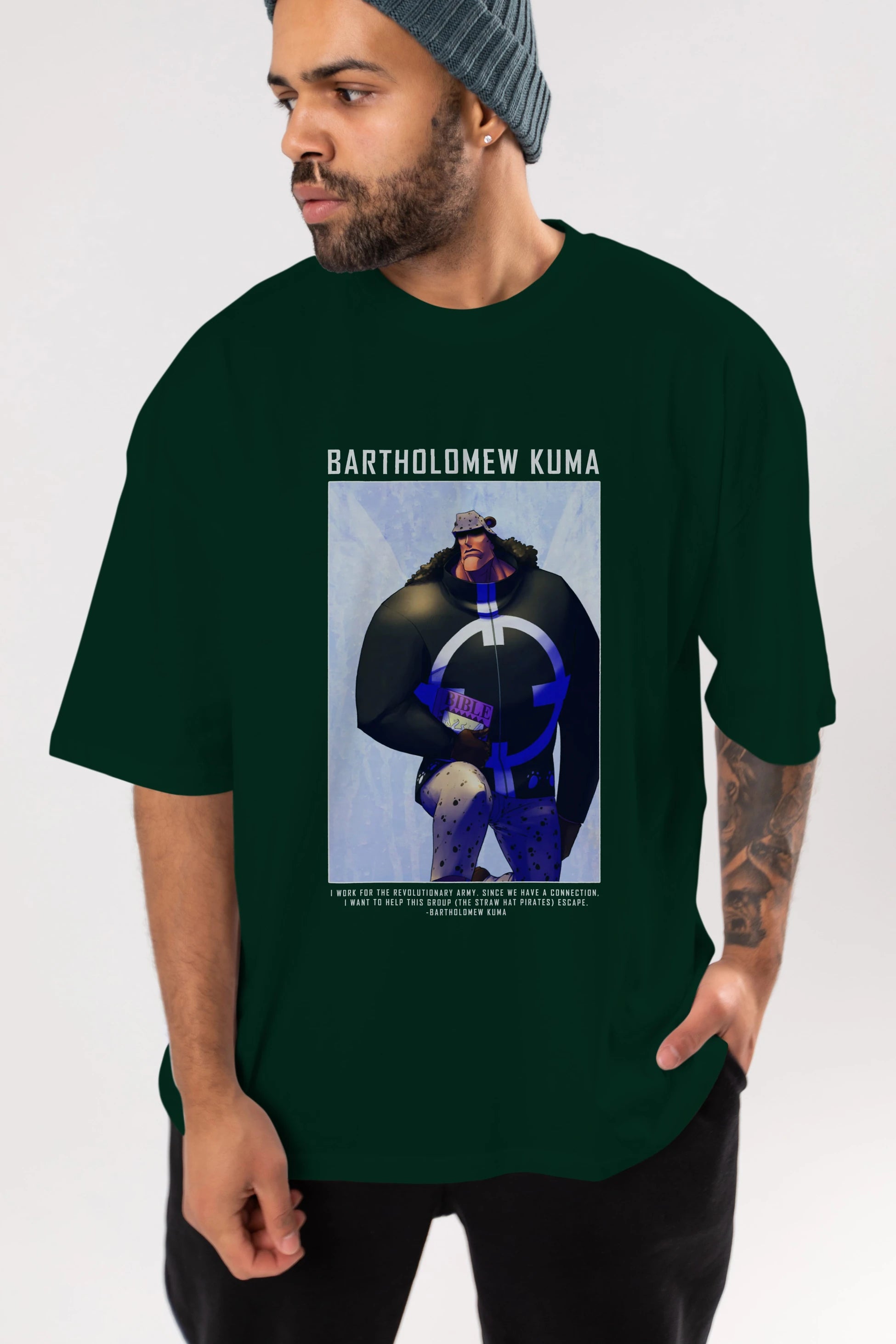 Bartholomew Kuma Anime Ön Baskılı Oversize t-shirt Erkek Kadın Unisex
