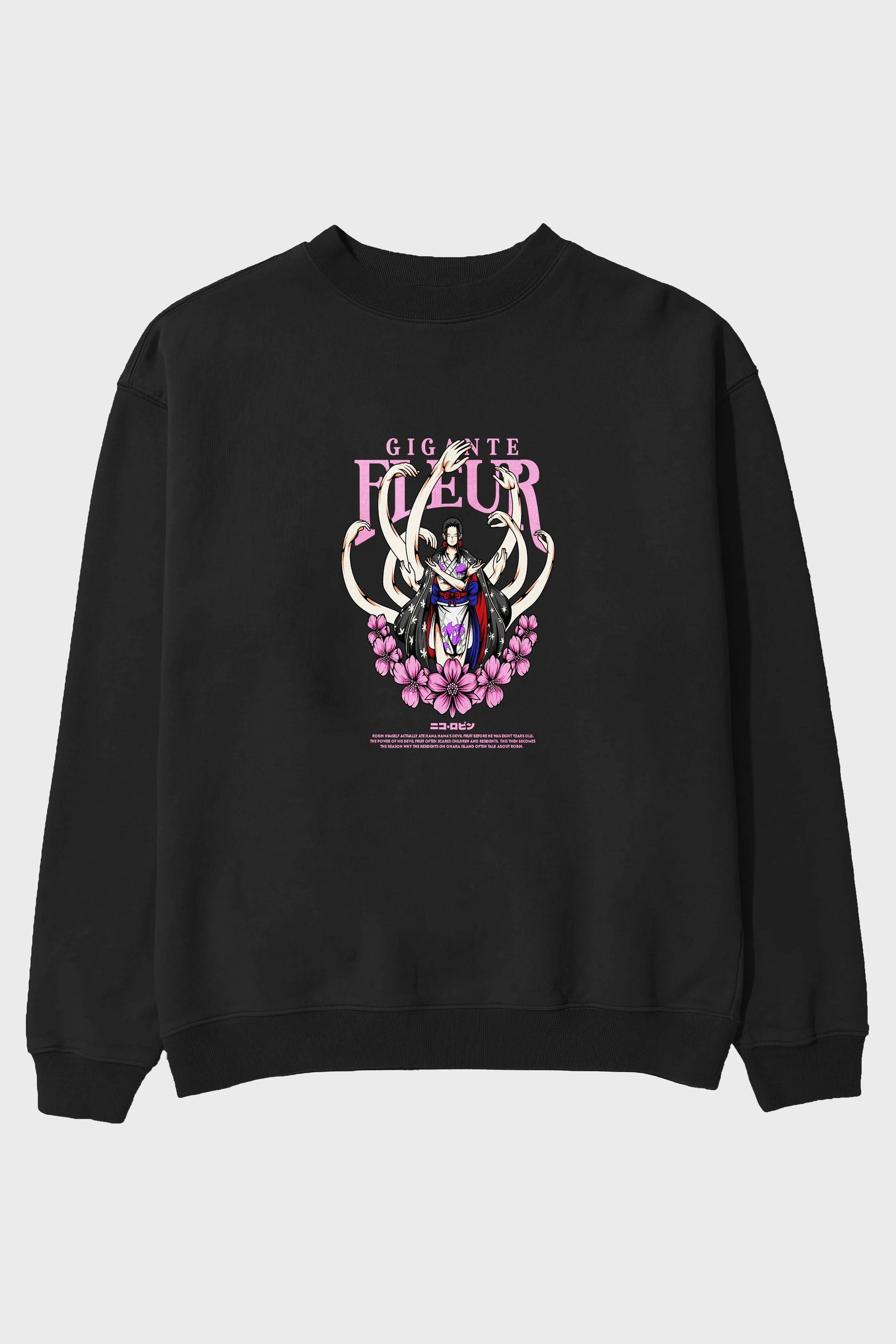 Gigante Fleur Anime Ön Baskılı Oversize Sweatshirt Erkek Kadın Unisex