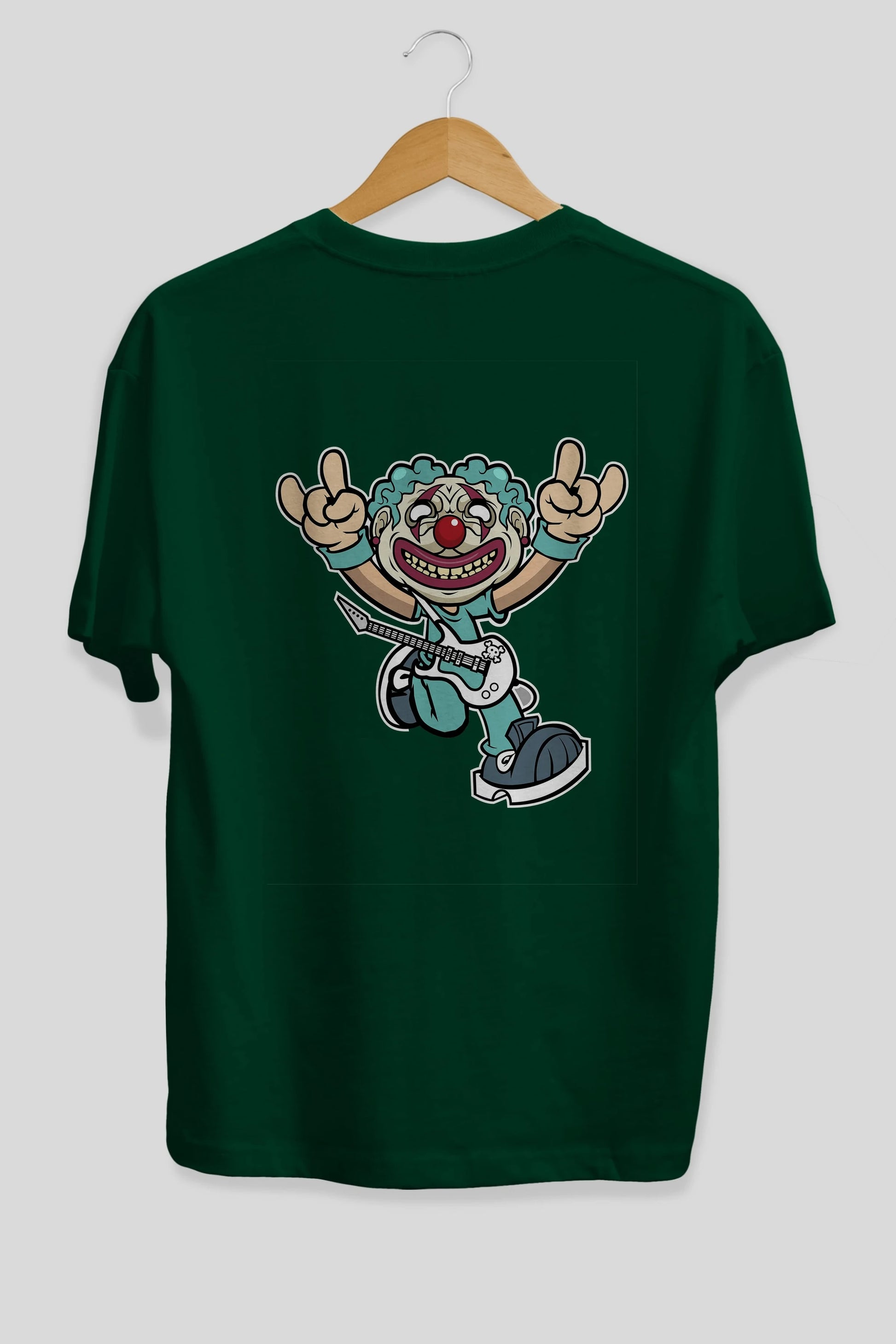 Clown Punk Arka Baskılı Oversize t-shirt Erkek Kadın Unisex %100 Pamuk tişort