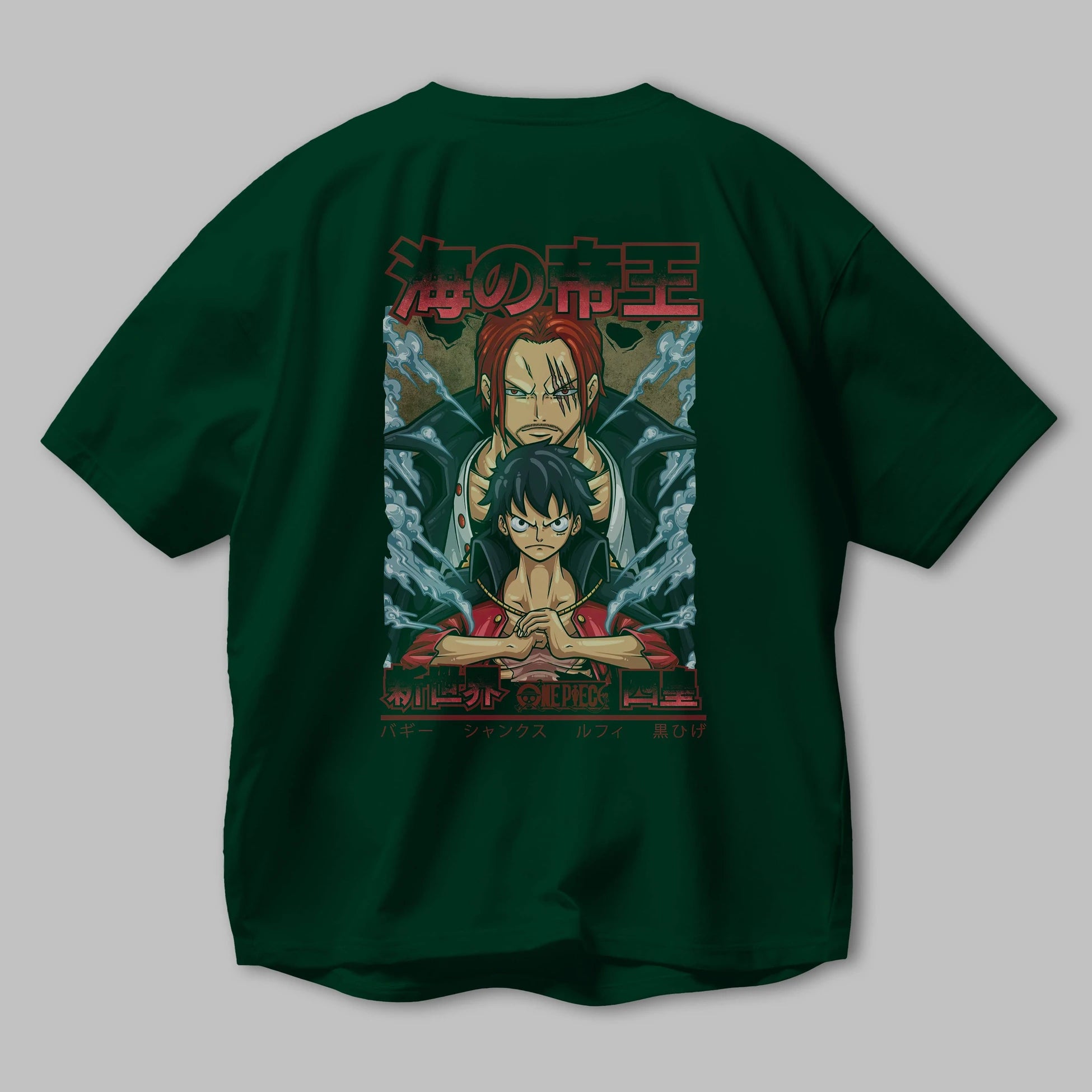 MONKEY D. LUFF and SHANKS Anime Arka Baskılı Oversize t-shirt Erkek Kadın Unisex