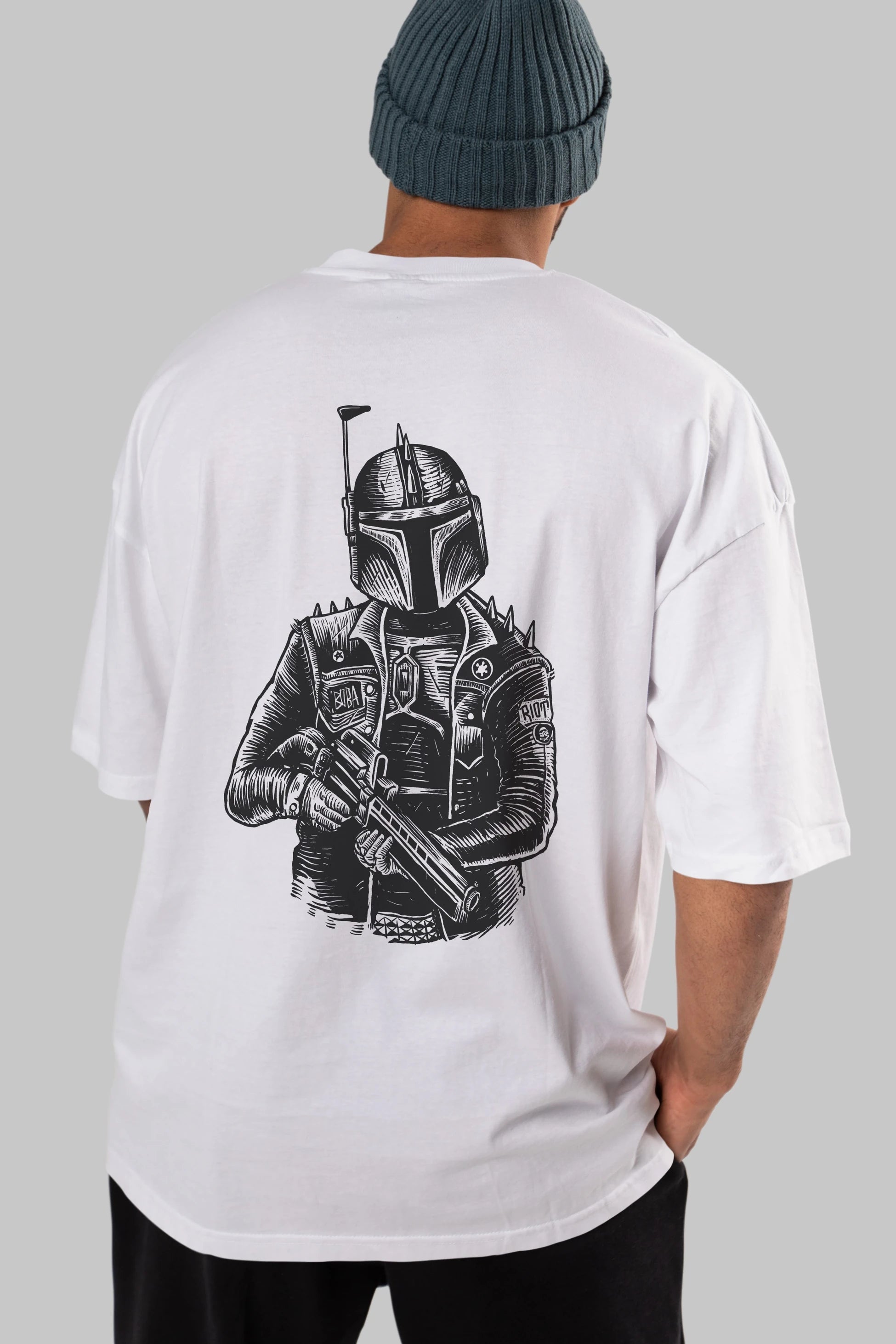 Boba Punk Arka Baskılı Oversize t-shirt Erkek Kadın Unisex %100 Pamuk