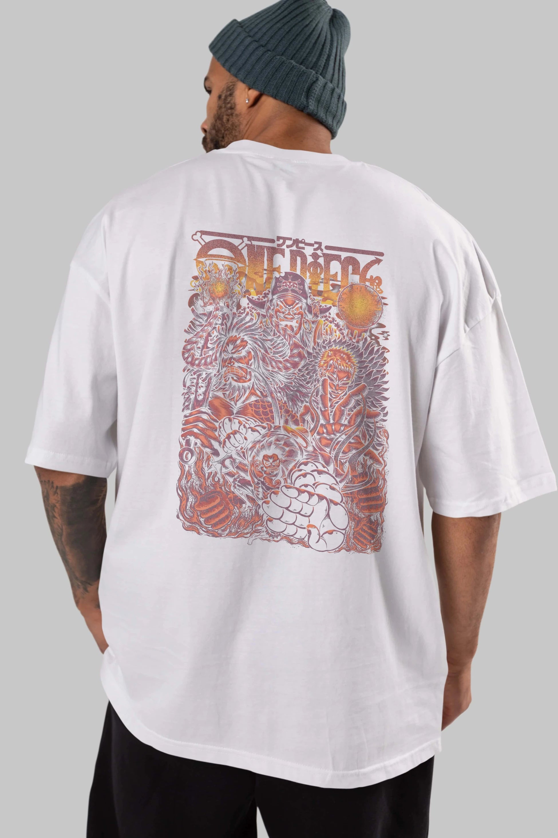 ONE PIECE Anime Arka Baskılı Oversize t-shirt Erkek Kadın Unisex