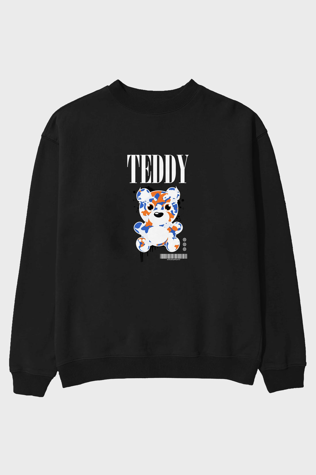 Teddy Bear Streetwear Ön Baskılı Oversize Sweatshirt Erkek Kadın Unisex
