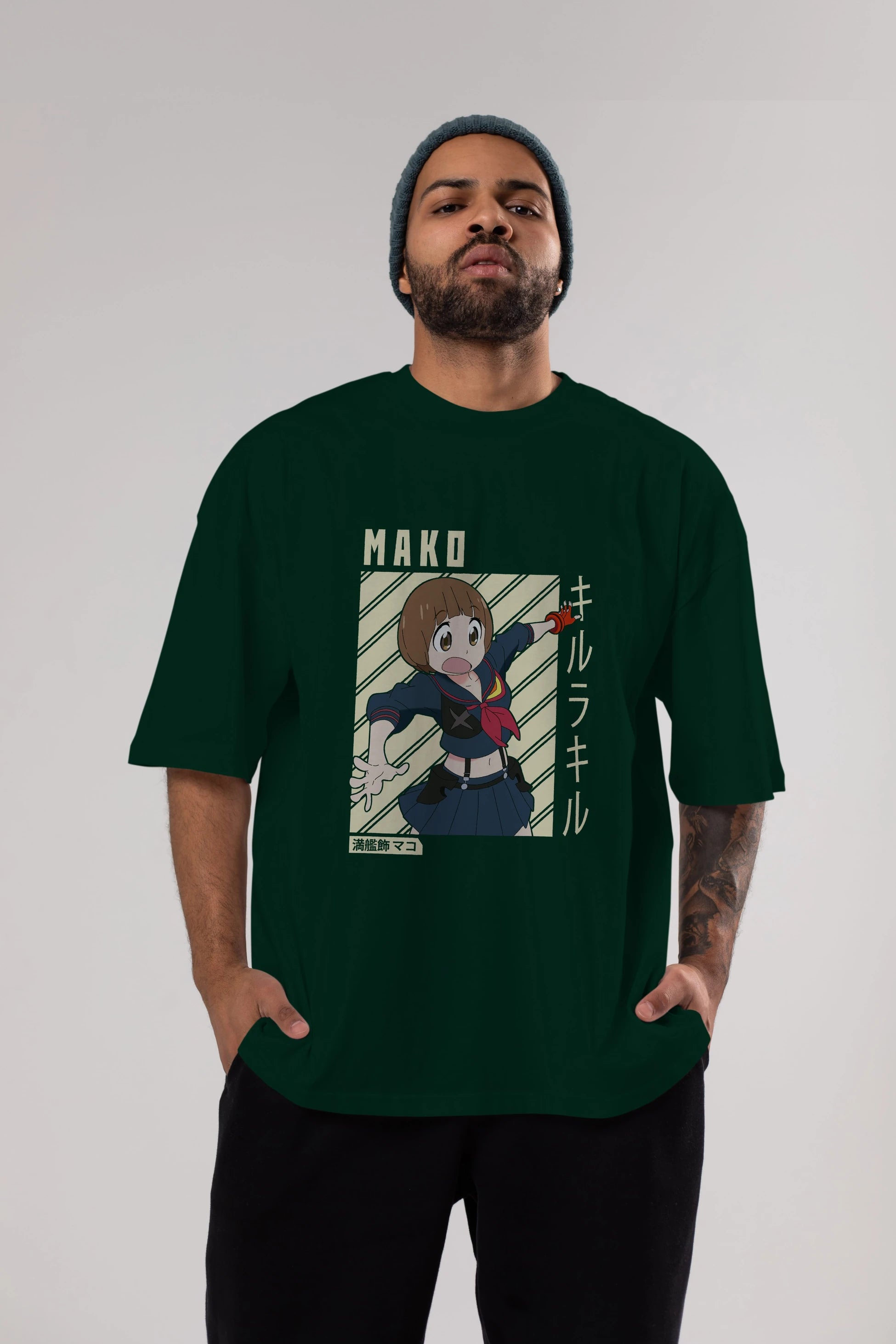 Mako Mankanshoku 1 Anime Ön Baskılı Oversize t-shirt %100 pamuk Erkek Kadın Unisex