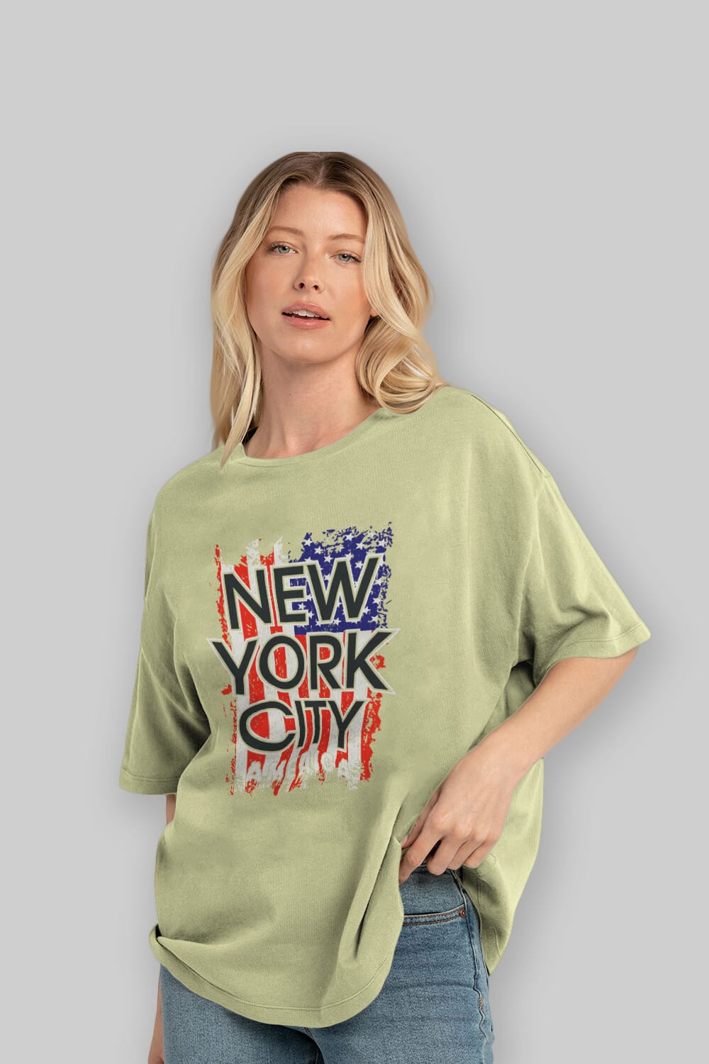 New York City 2 Ön Baskılı Oversize t-shirt Erkek Kadın Unisex