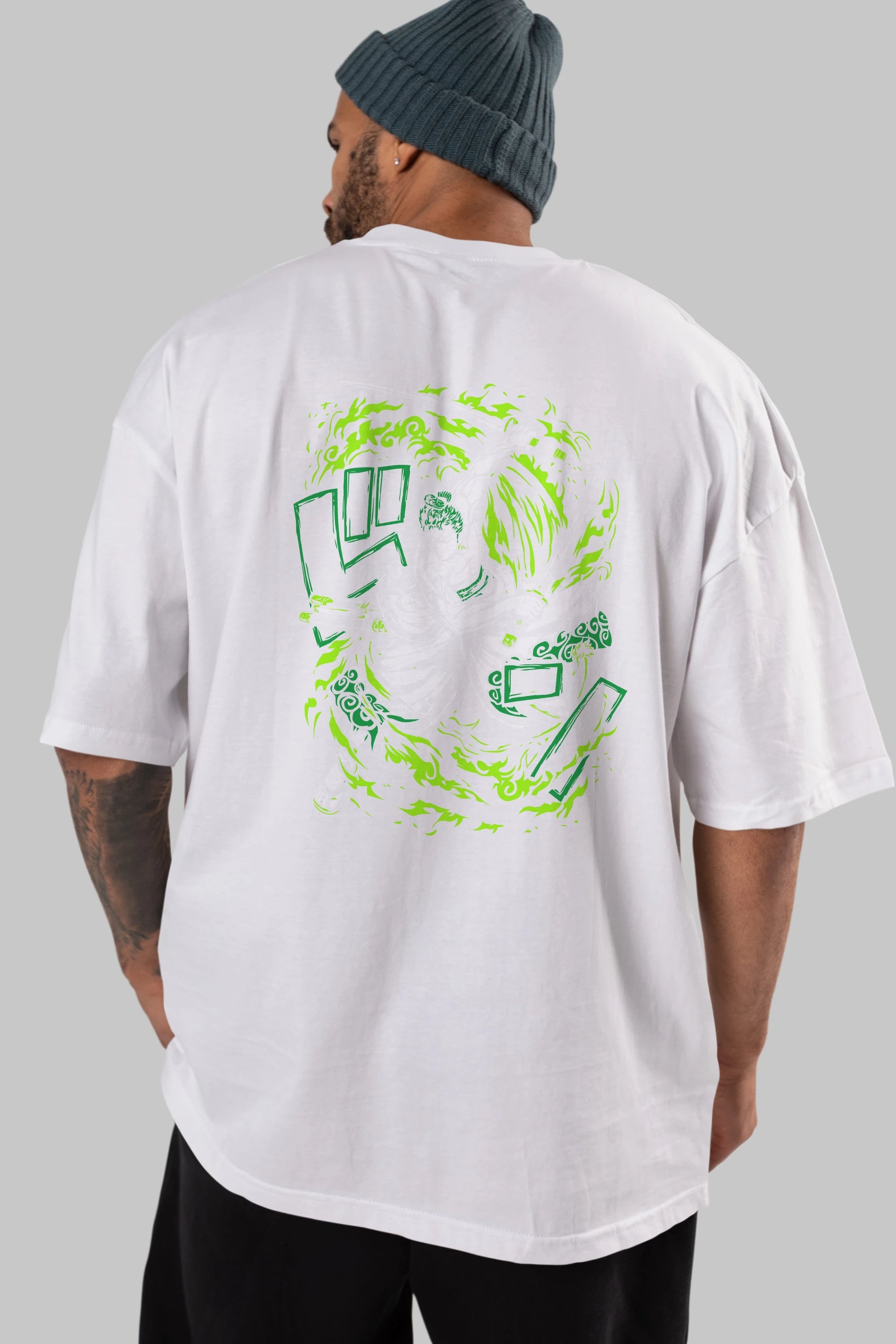 ZORO-ONE PIECE (2) Anime Arka Baskılı Oversize t-shirt Erkek Kadın Unisex