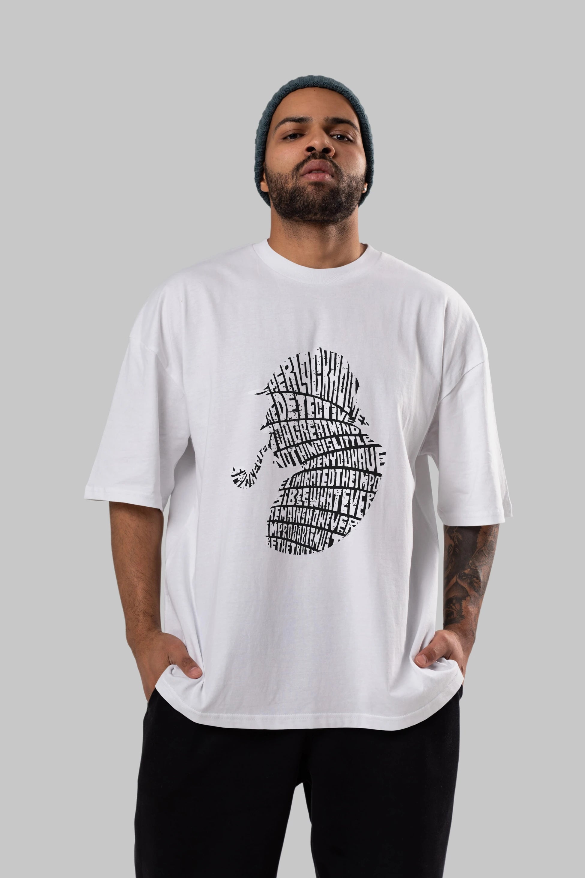 Holmes Ön Baskılı Oversize t-shirt %100 pamuk Erkek Kadın Unisex