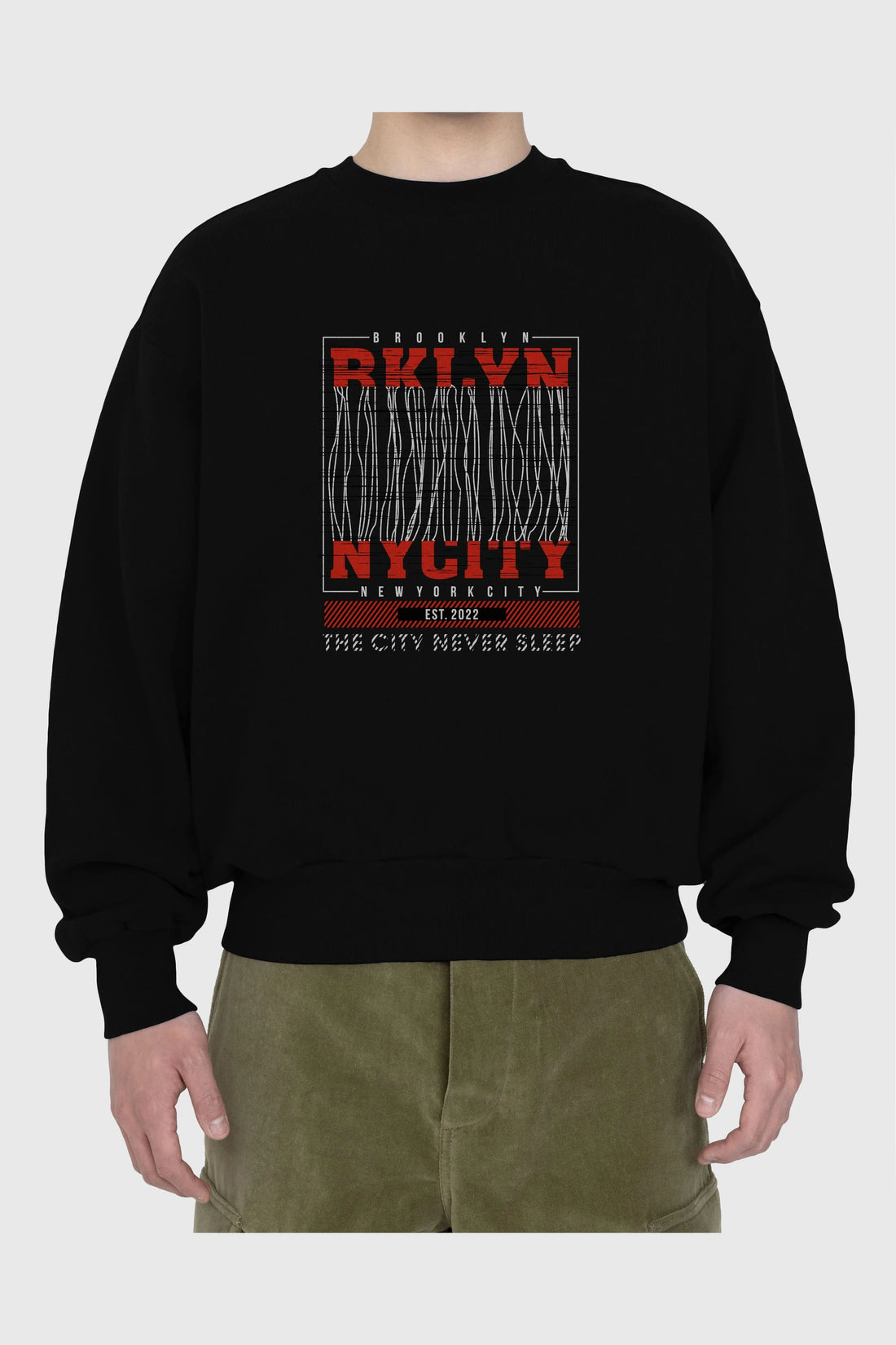 Brooklyn New York City Ön Baskılı Oversize Sweatshirt Erkek Kadın Unisex