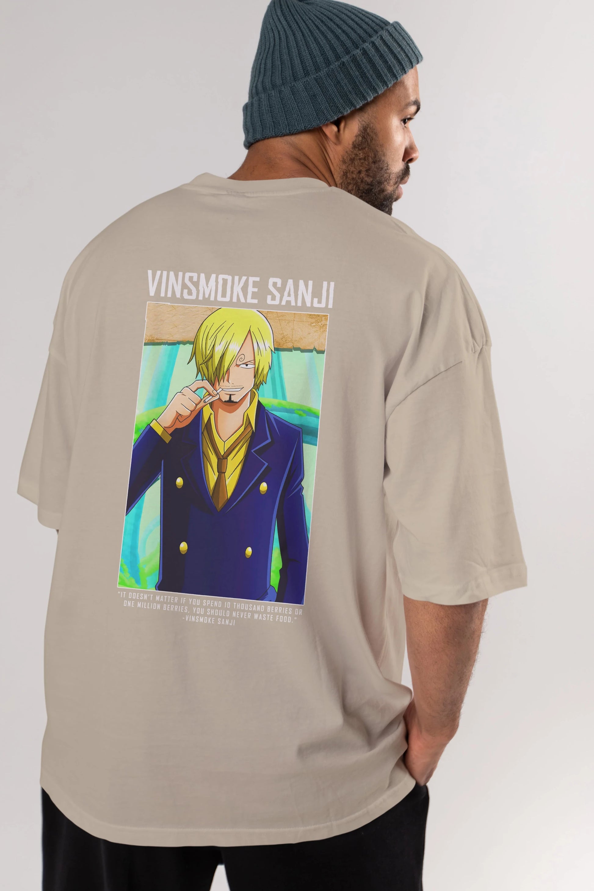 Sanji 2 Anime Arka Baskılı Oversize t-shirt Erkek Kadın Unisex %100 pamuk tişort