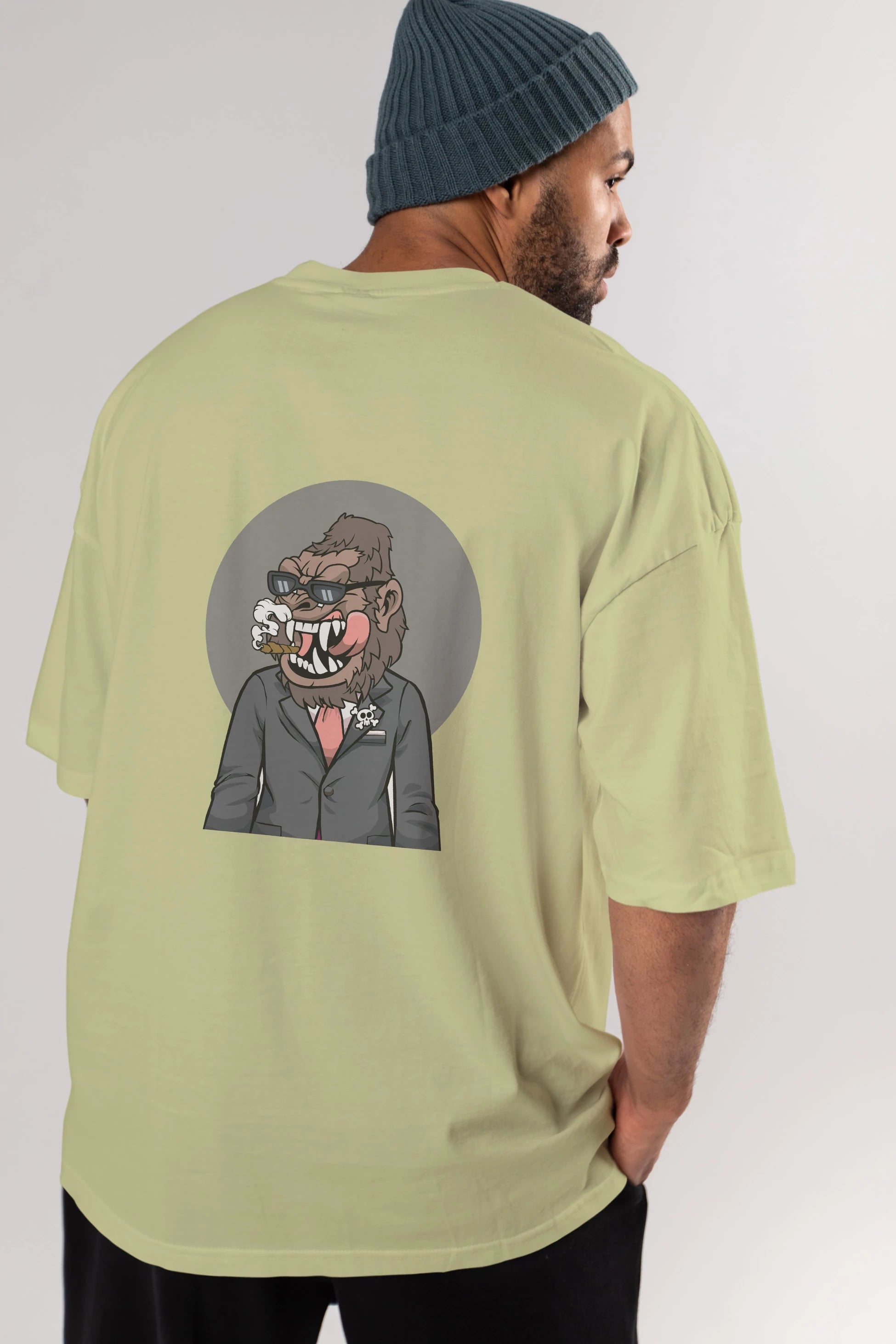 Monkey Suits Arka Baskılı Oversize t-shirt Erkek Kadın Unisex %100 Pamuk tişort