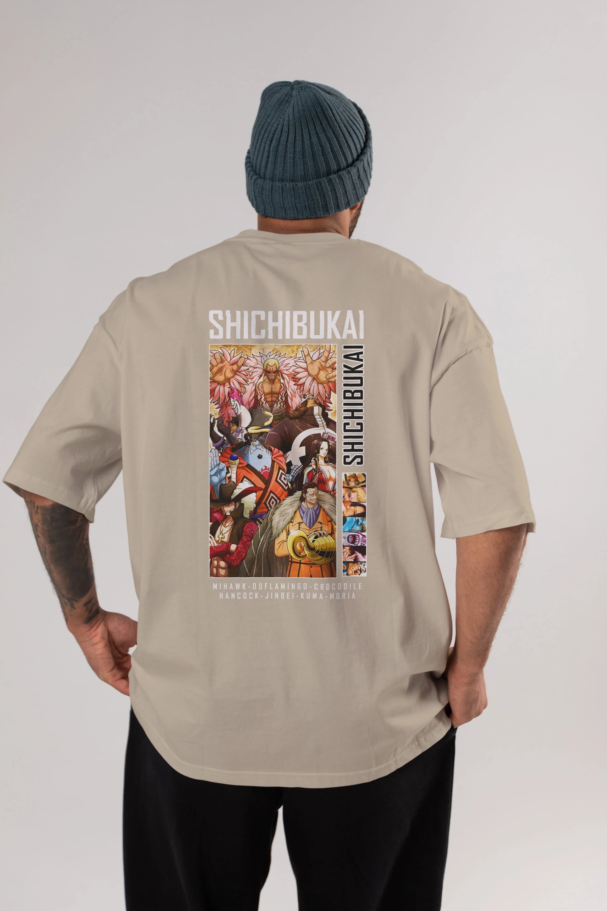 Shichibukai Anime Arka Baskılı Oversize t-shirt Erkek Kadın Unisex %100 pamuk tişort