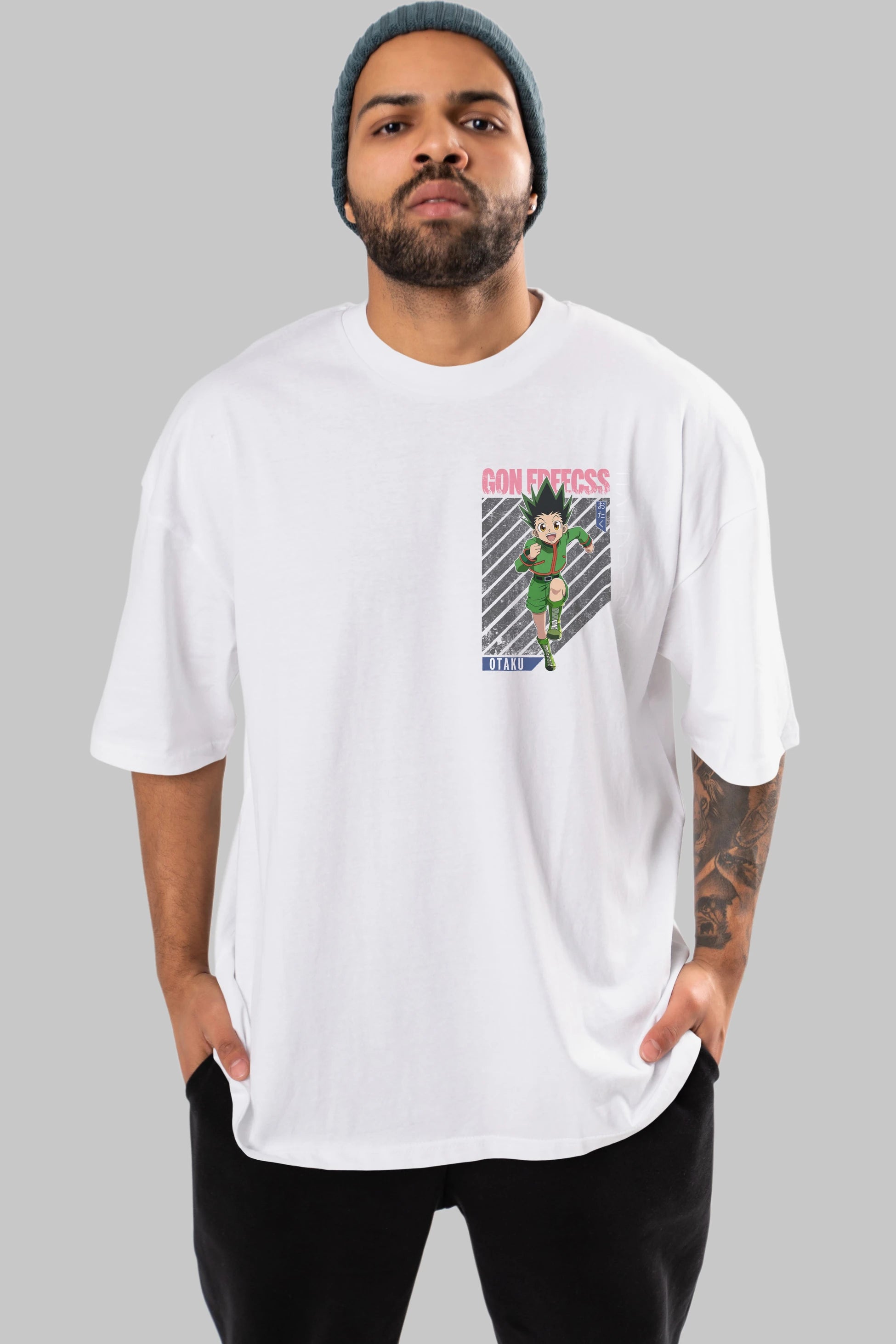 Gon Freecss HUNTER X HUNTER Ön Sol Baskılı Oversize t-shirt Erkek Kadın Unisex %100 Pamuk Bisiklet Yaka tişort