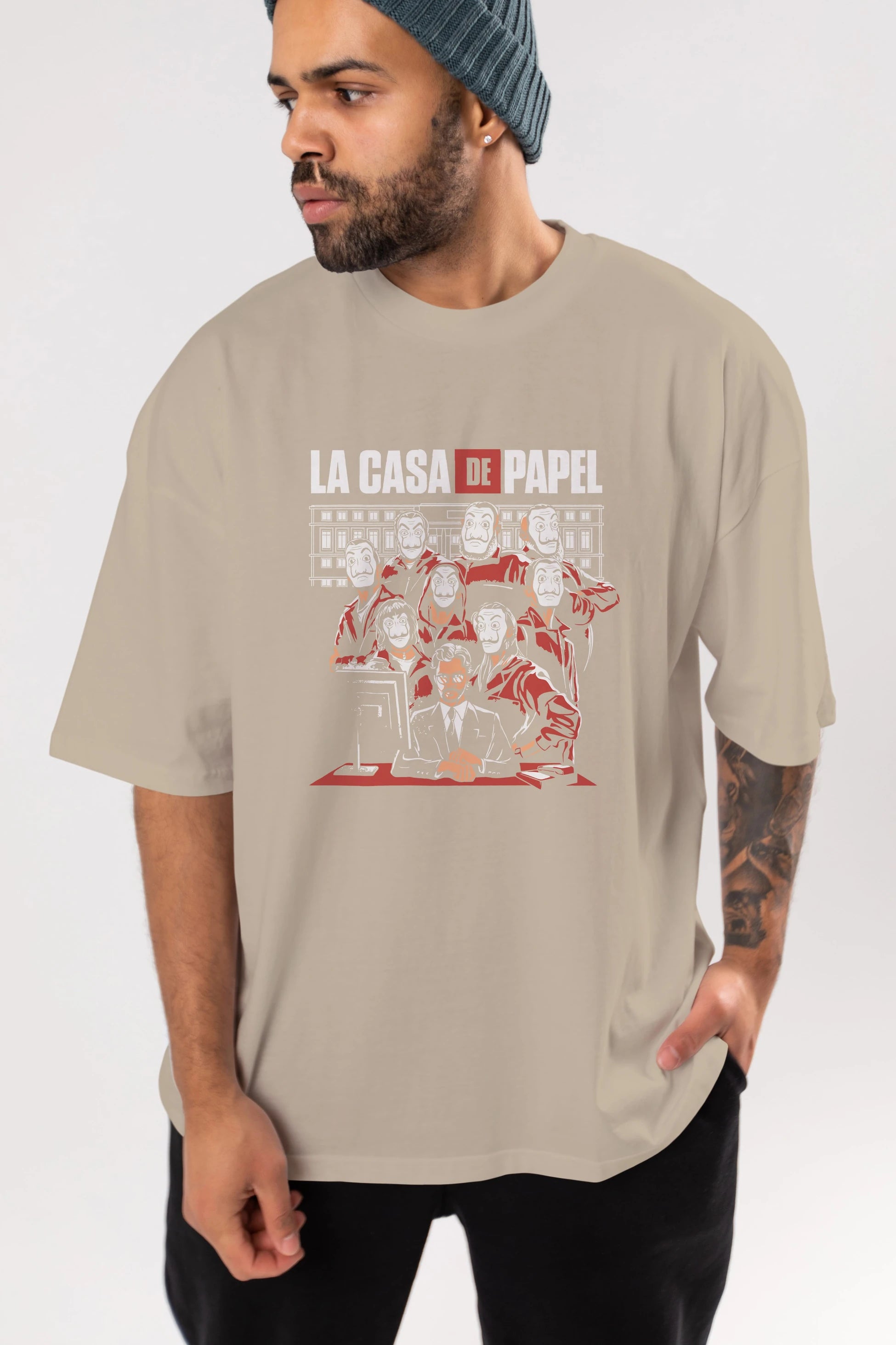 La Casa De Papel (5) Ön Baskılı Oversize t-shirt Erkek Kadın Unisex %100 Pamuk Bisiklet Yaka tişort