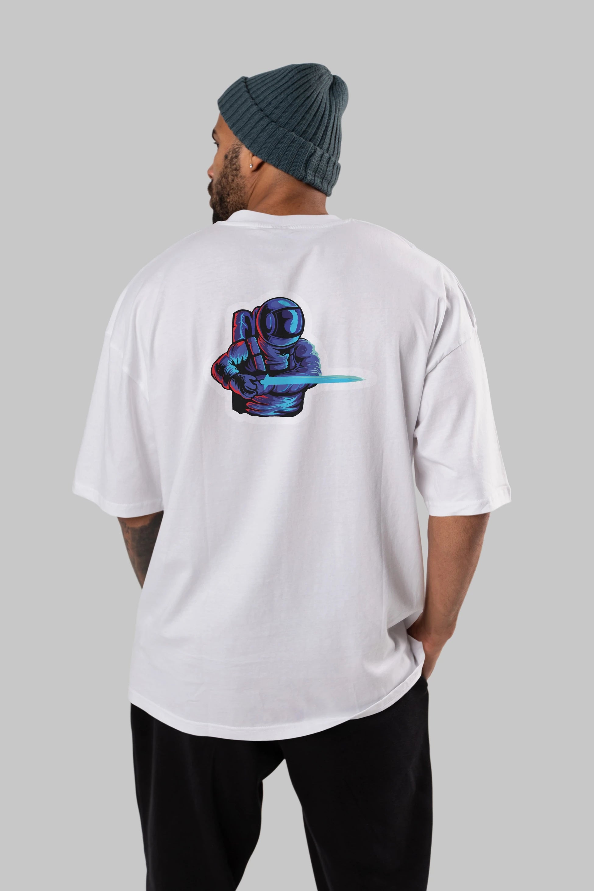 Astro Knight Sticker Arka Baskılı Oversize t-shirt Erkek Kadın Unisex