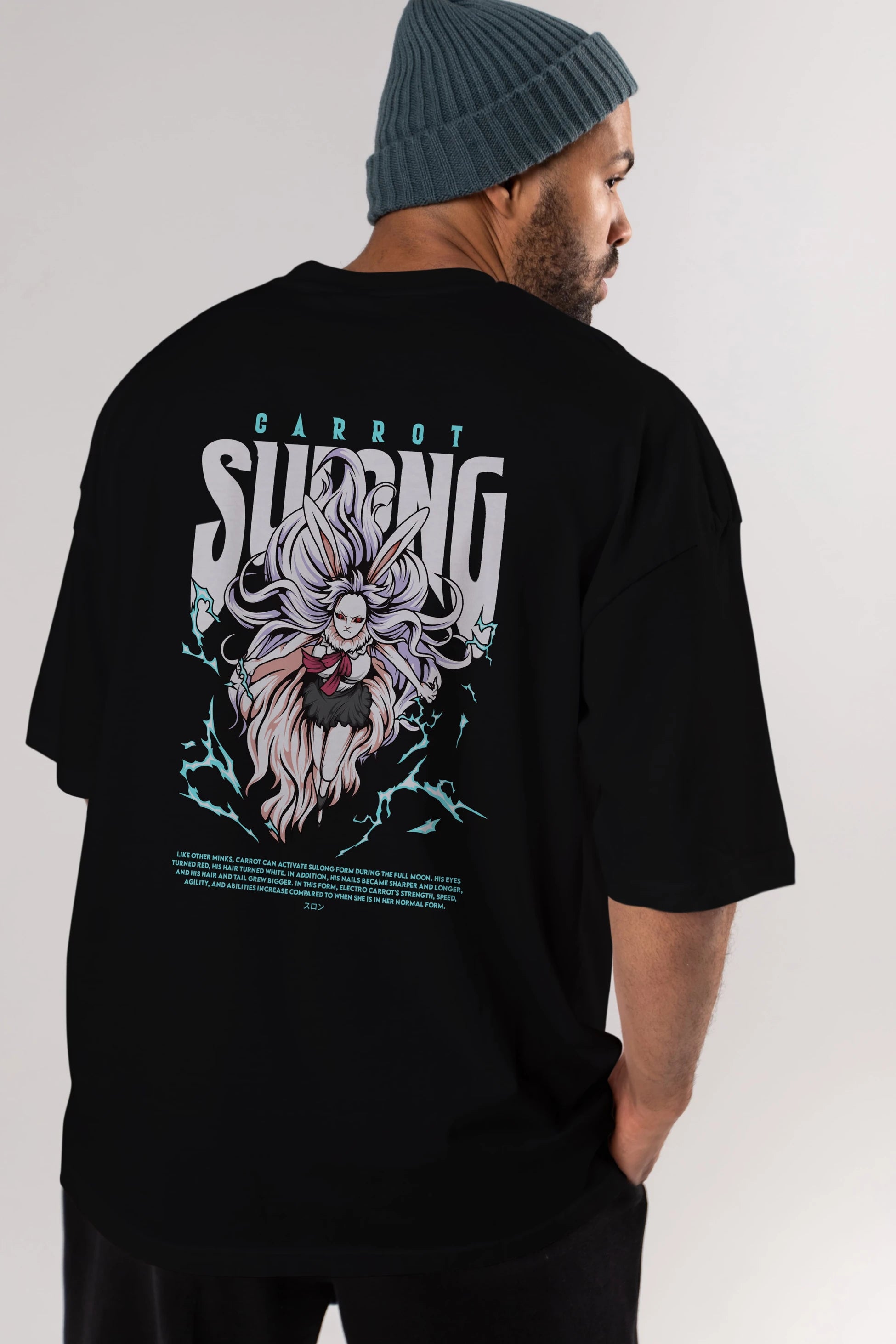 Carrot Sulong Anime Arka Baskılı Oversize t-shirt Erkek Kadın Unisex