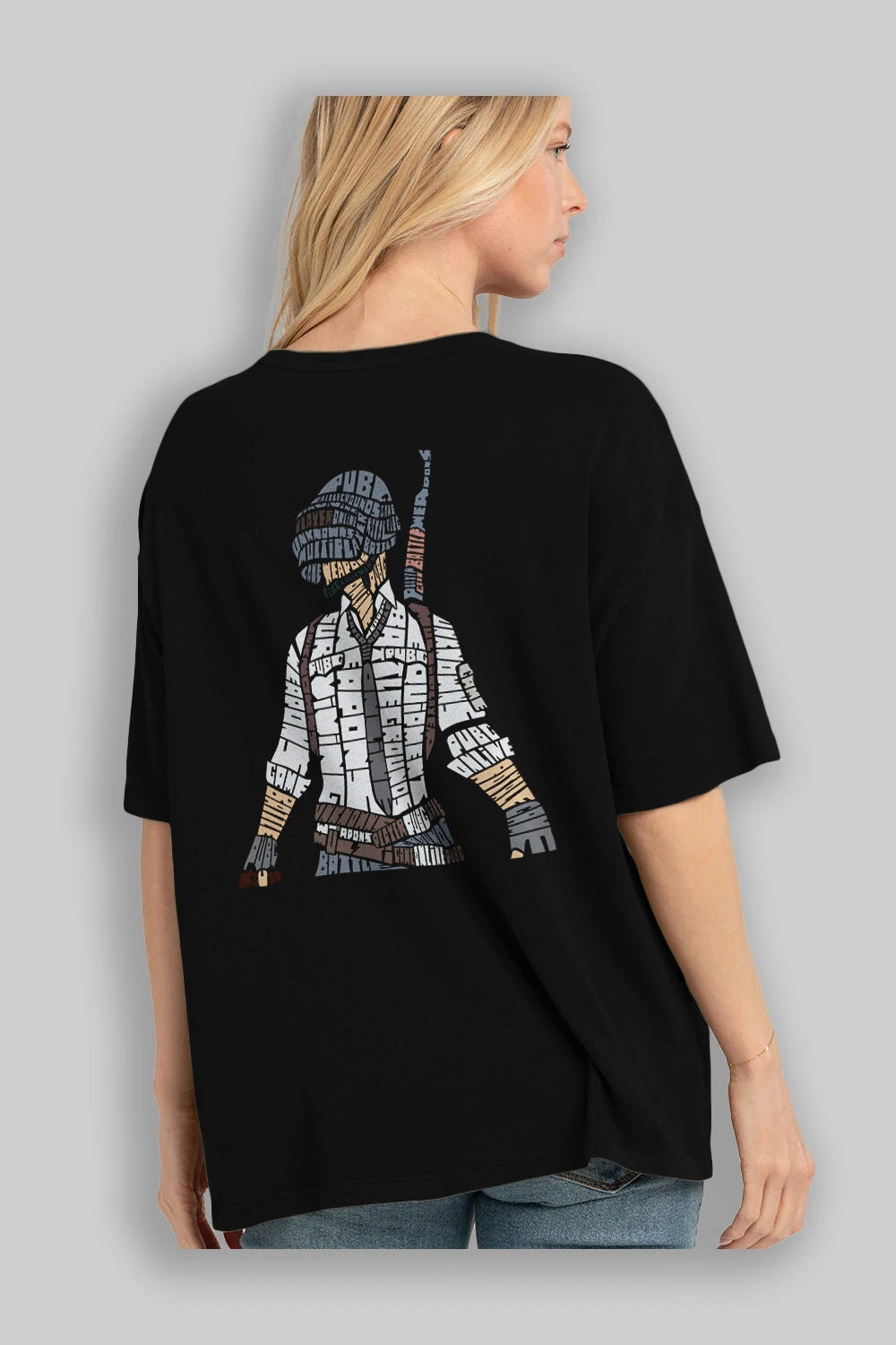 Pubg Arka Baskılı Oversize t-shirt %100 pamuk Erkek Kadın Unisex