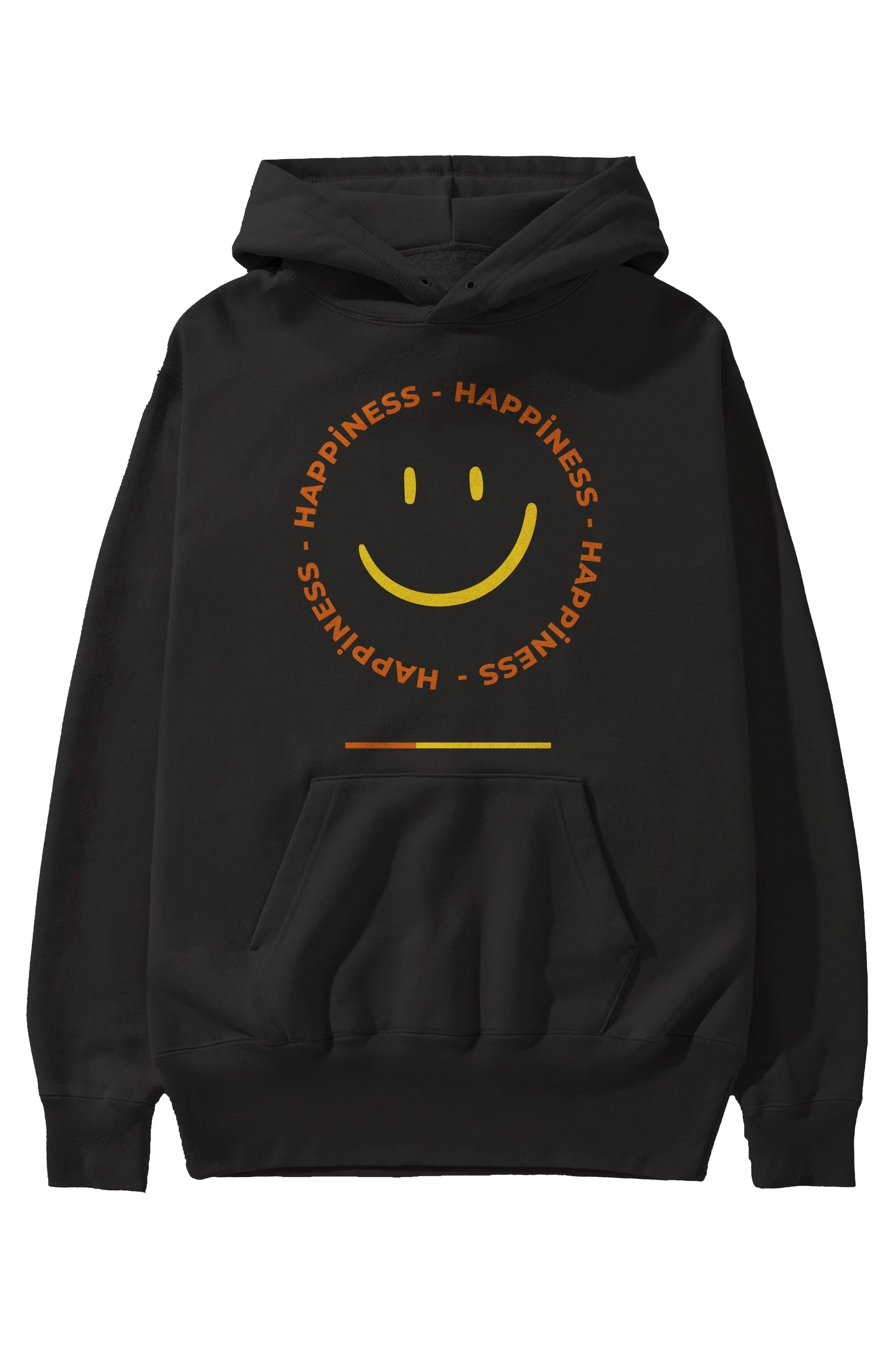 Happiness Smile Yazılı Ön Baskılı Oversize Hoodie Kapüşonlu Sweatshirt Erkek Kadın Unisex