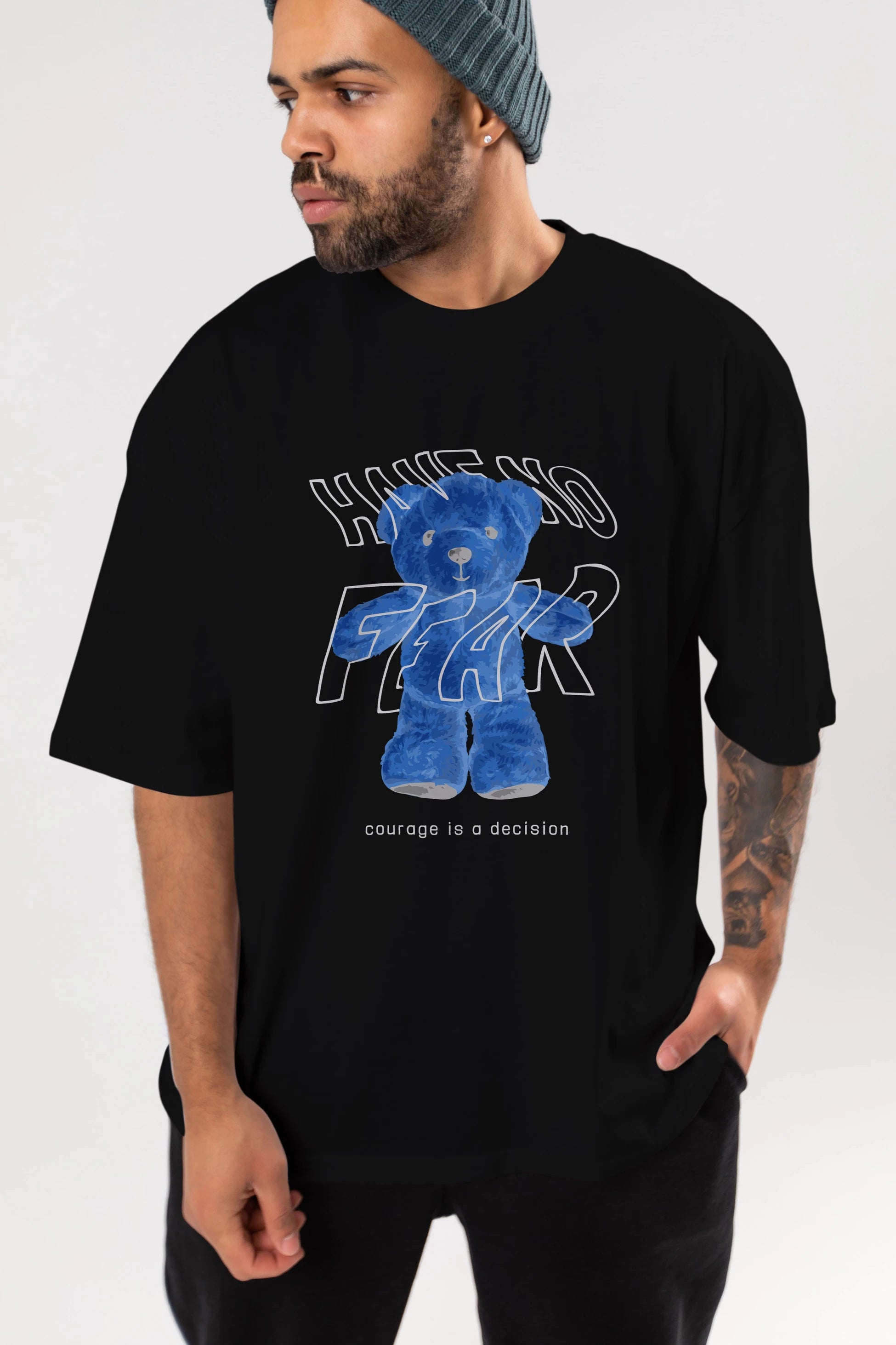 Have no Fear Bear Ön Baskılı Oversize t-shirt Erkek Kadın Unisex